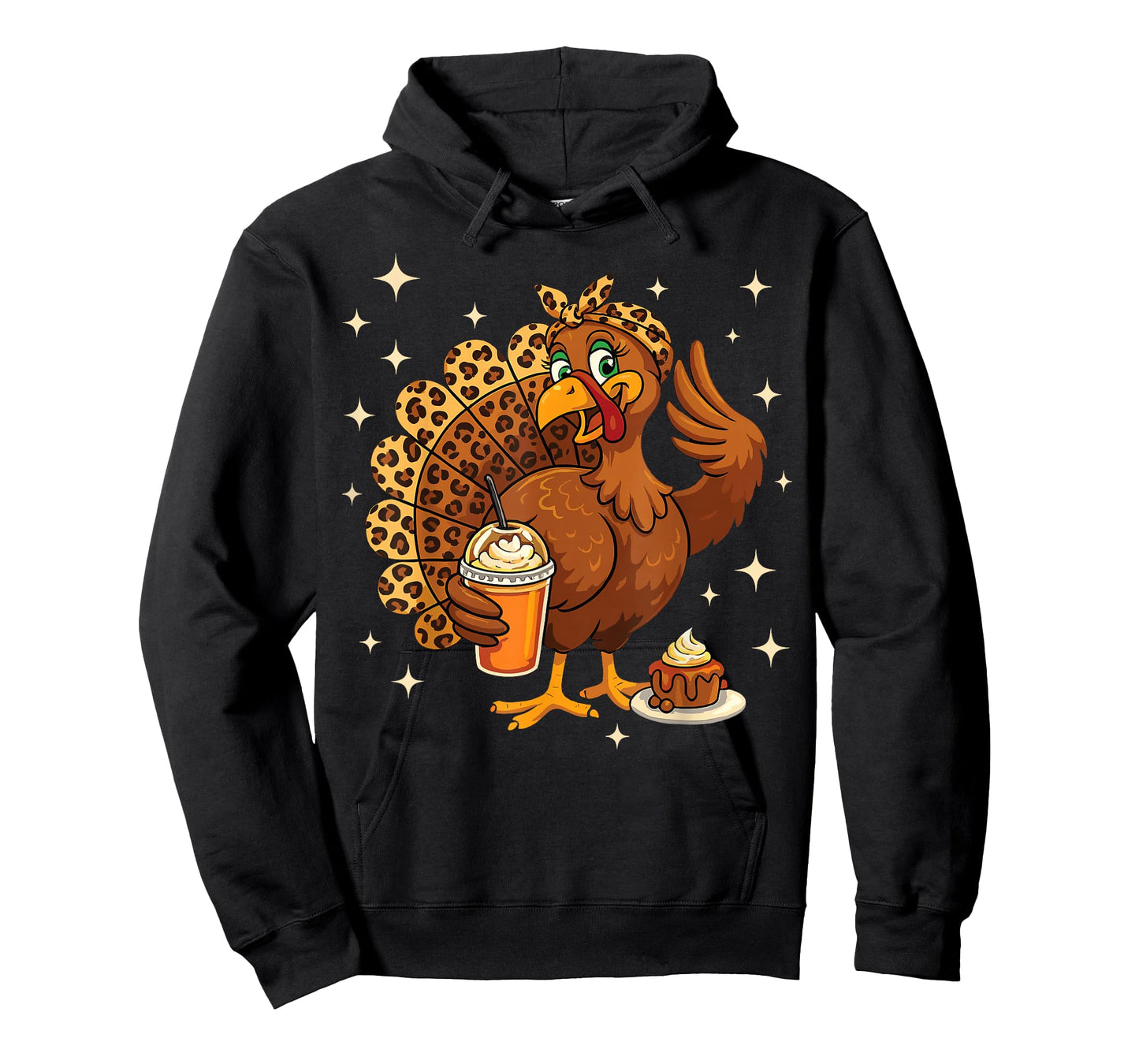 Funny Turkey Drinking Coffee Fall Thanksgiving Costume Women T-Shirt