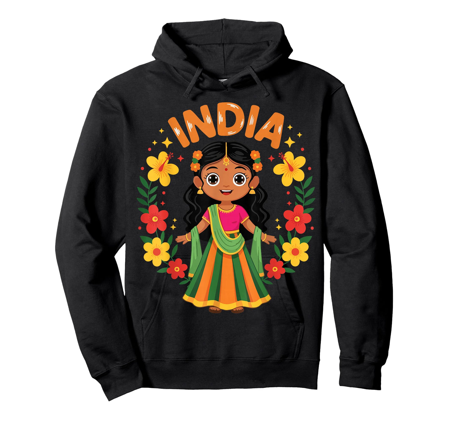 India Indian Girl Traditional Dress Heritage Flowers T-Shirt
