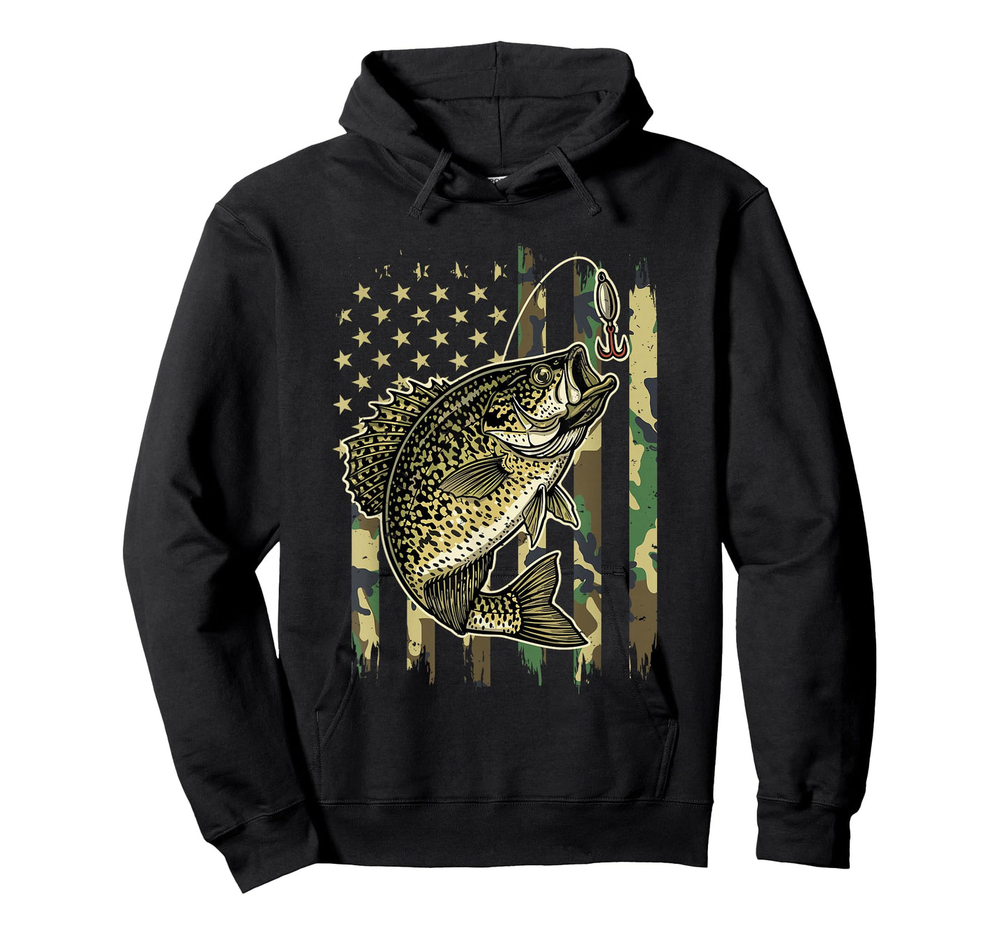 Vintage Crappie Fishing Camo American Flag Fisherman T-Shirt