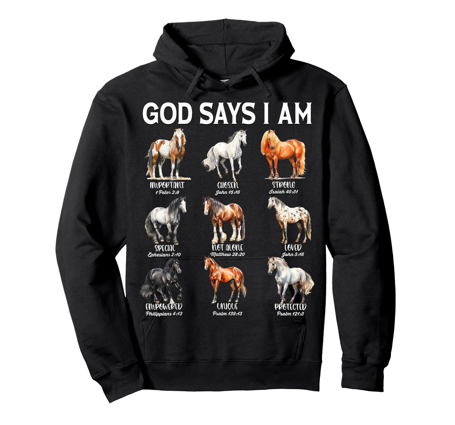 God Says I Am Horse Christian Girl Teen Boy Bible Verse T-Shirt