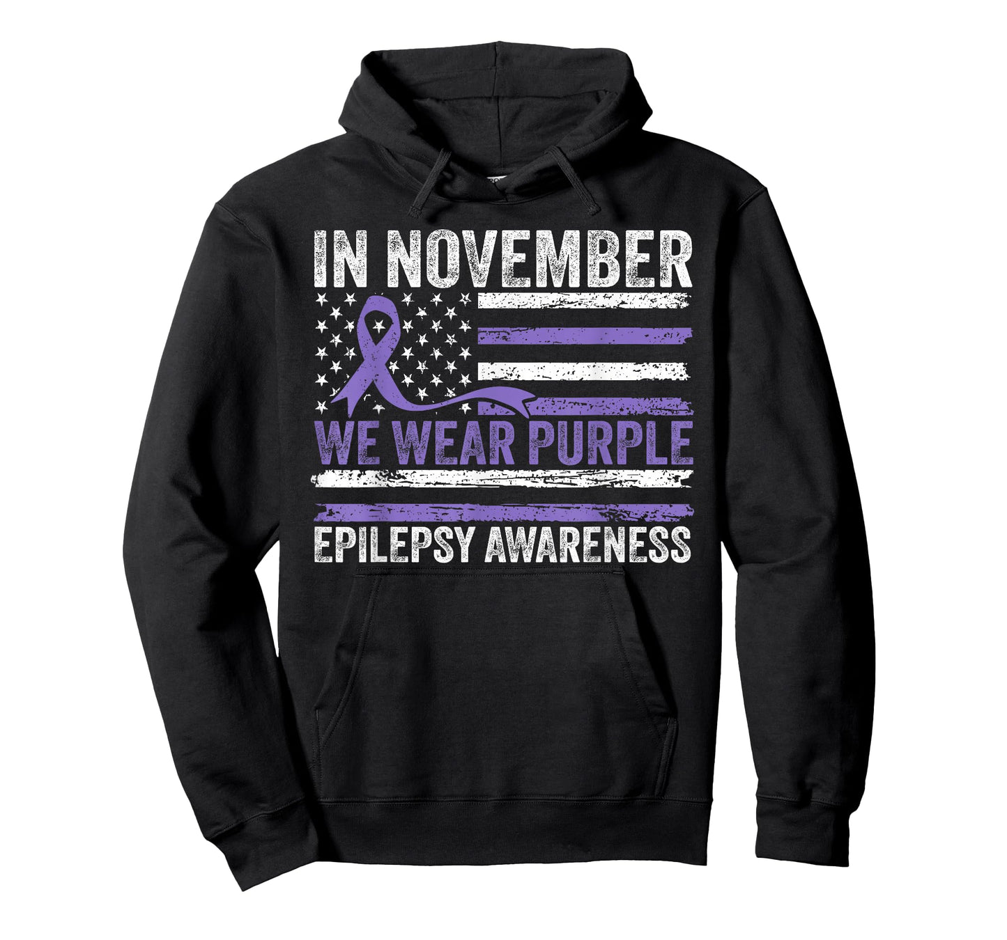 in November We Wear Purple Epilepsy Awareness American Flag T-Shirt