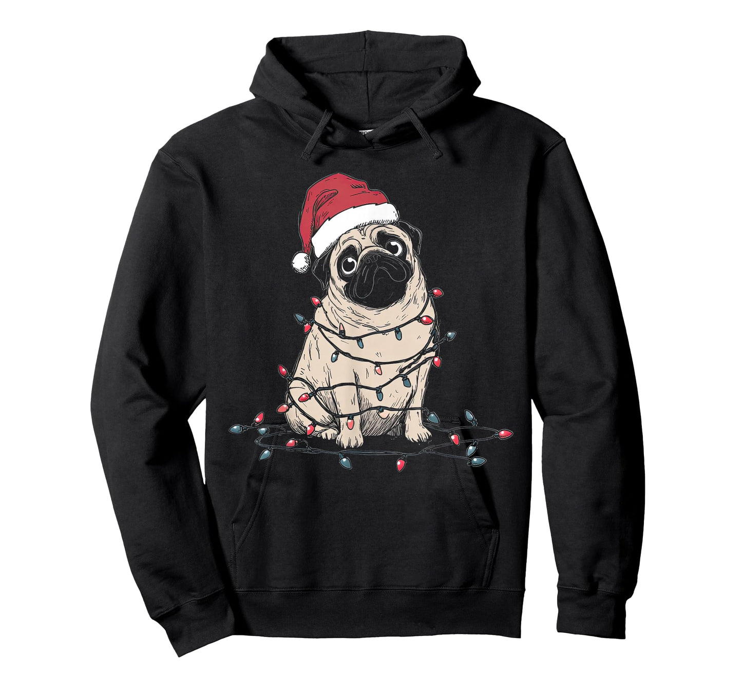 Funny Pug Christmas Graphics Dog Lights Lover Owner T-Shirt