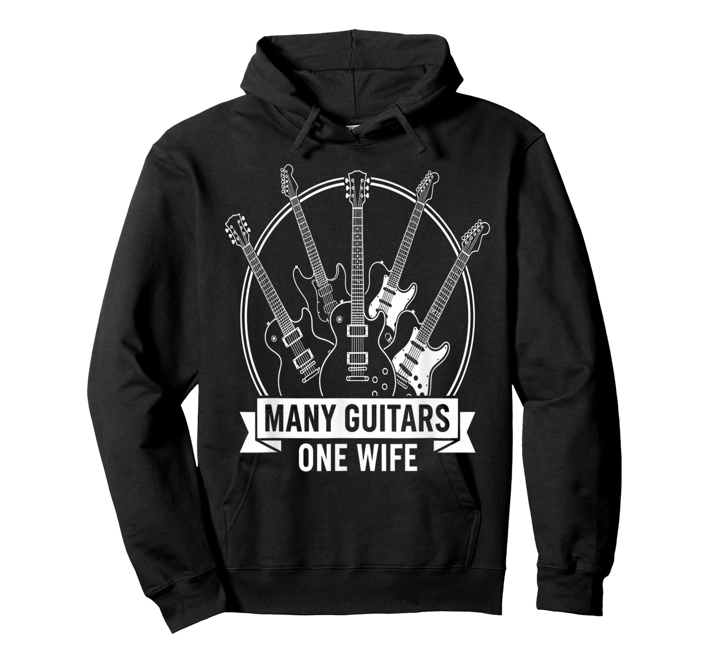 Many Guitars One Wife Funny Musician Guitarist Humor Design T-Shirt
