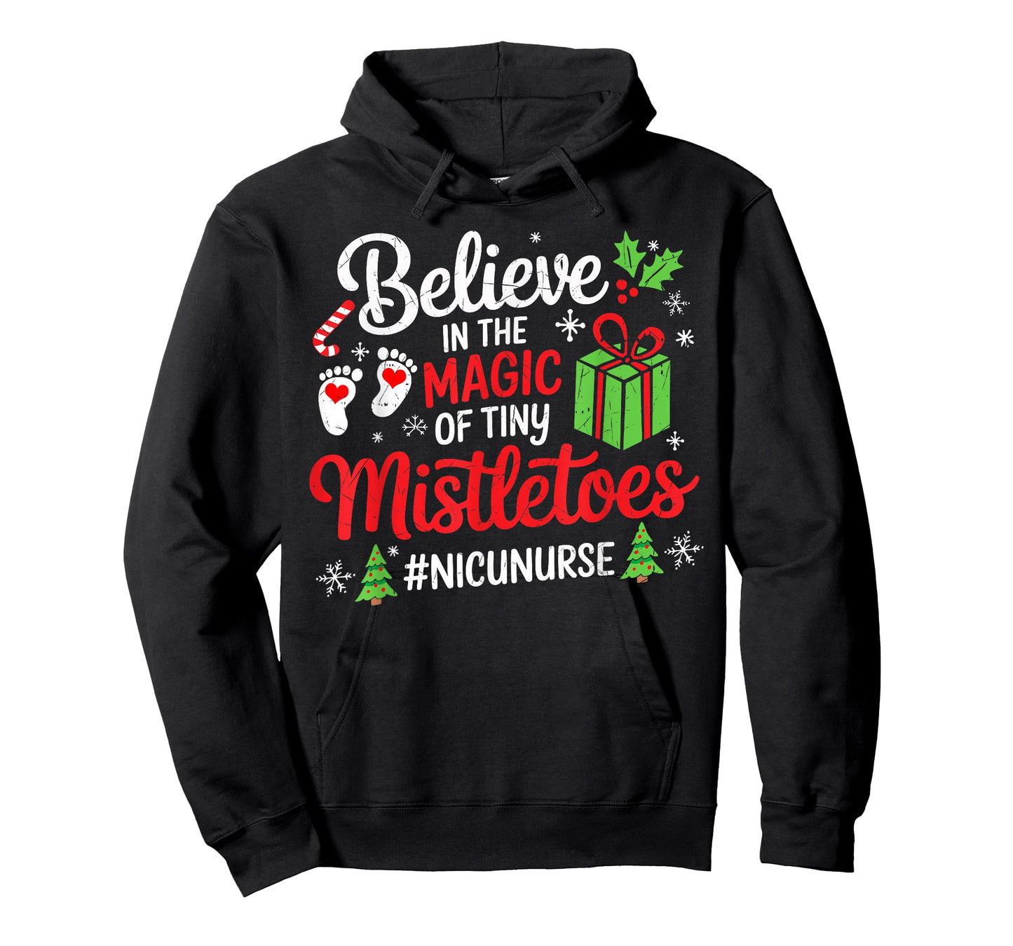 Believe Magic of Tiny Mistletoe Christmas NICU Nurse Xmas T-Shirt