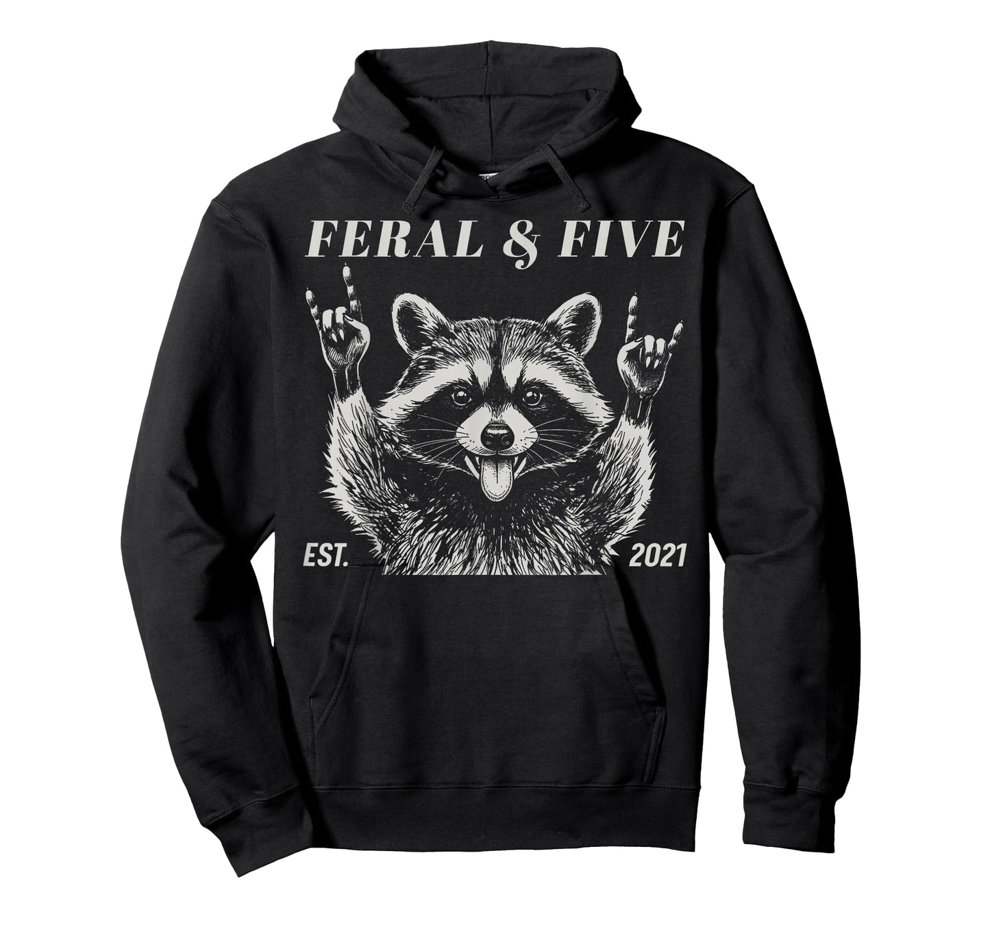 Feral and Five Raccoon Funny 5th Birthday Girls Boys Kids T-Shirt