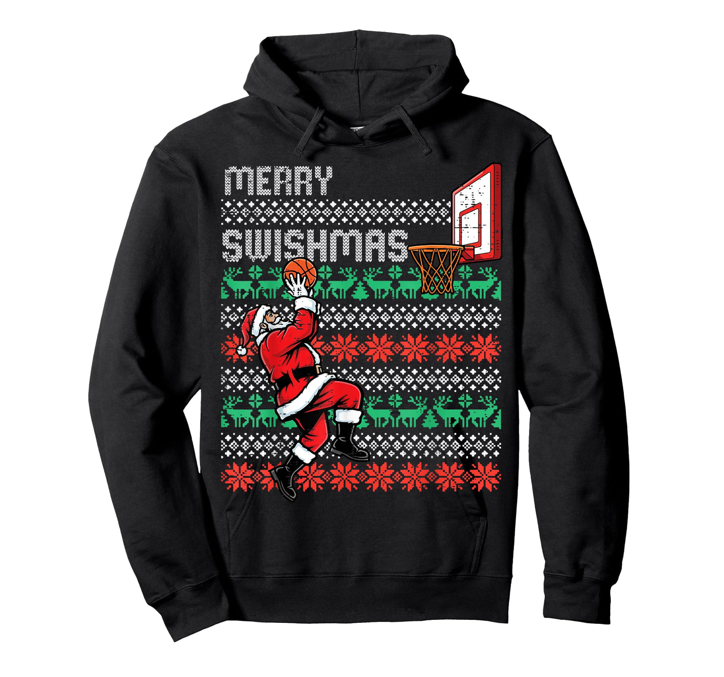 Christmas Santa Basketball Merry Swishmas Xmas Men Boys Kids T-Shirt