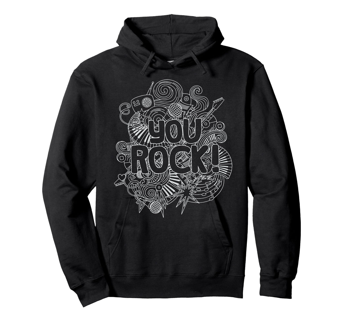 You Rock Music-Themed Coloring Page Style White Line Art T-Shirt