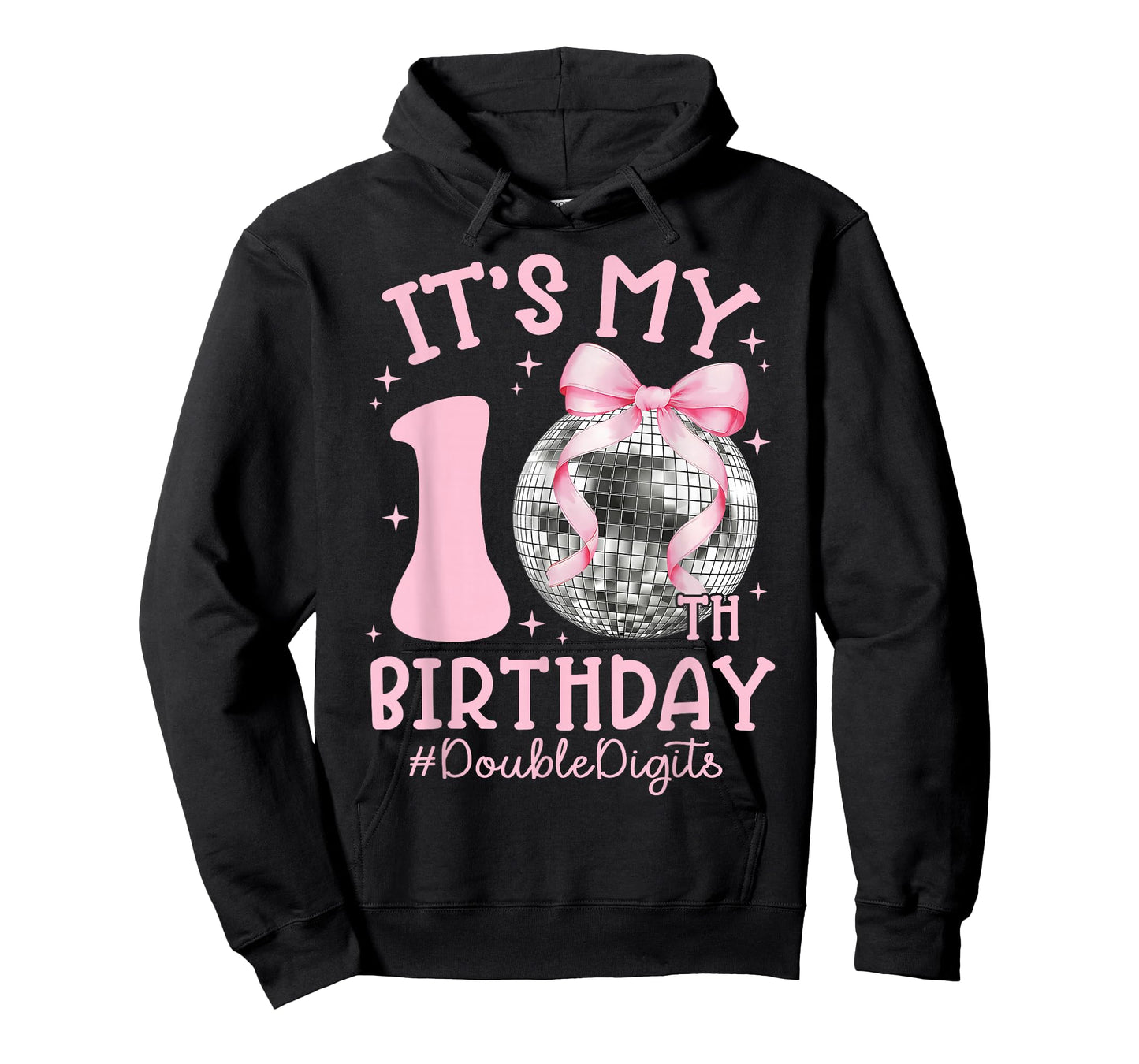 It's My 10th Birthday Girl Double Digits Bow Disco Ball T-Shirt