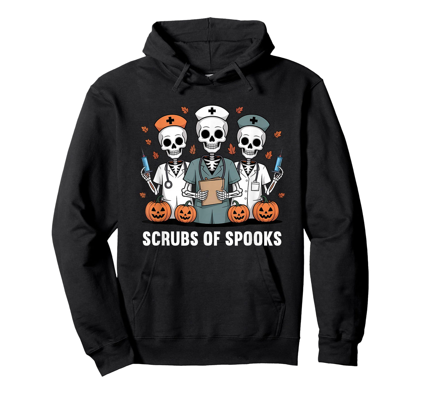 Scrubs of Spooks Funny Halloween Nurse Healthcare Workers T-Shirt