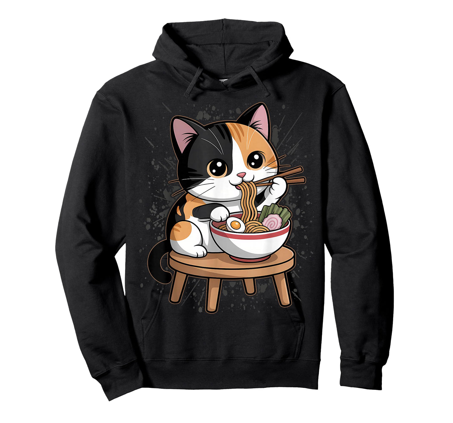 Calico Cat Eating Japanese Ramen Feline Kawaii T-Shirt