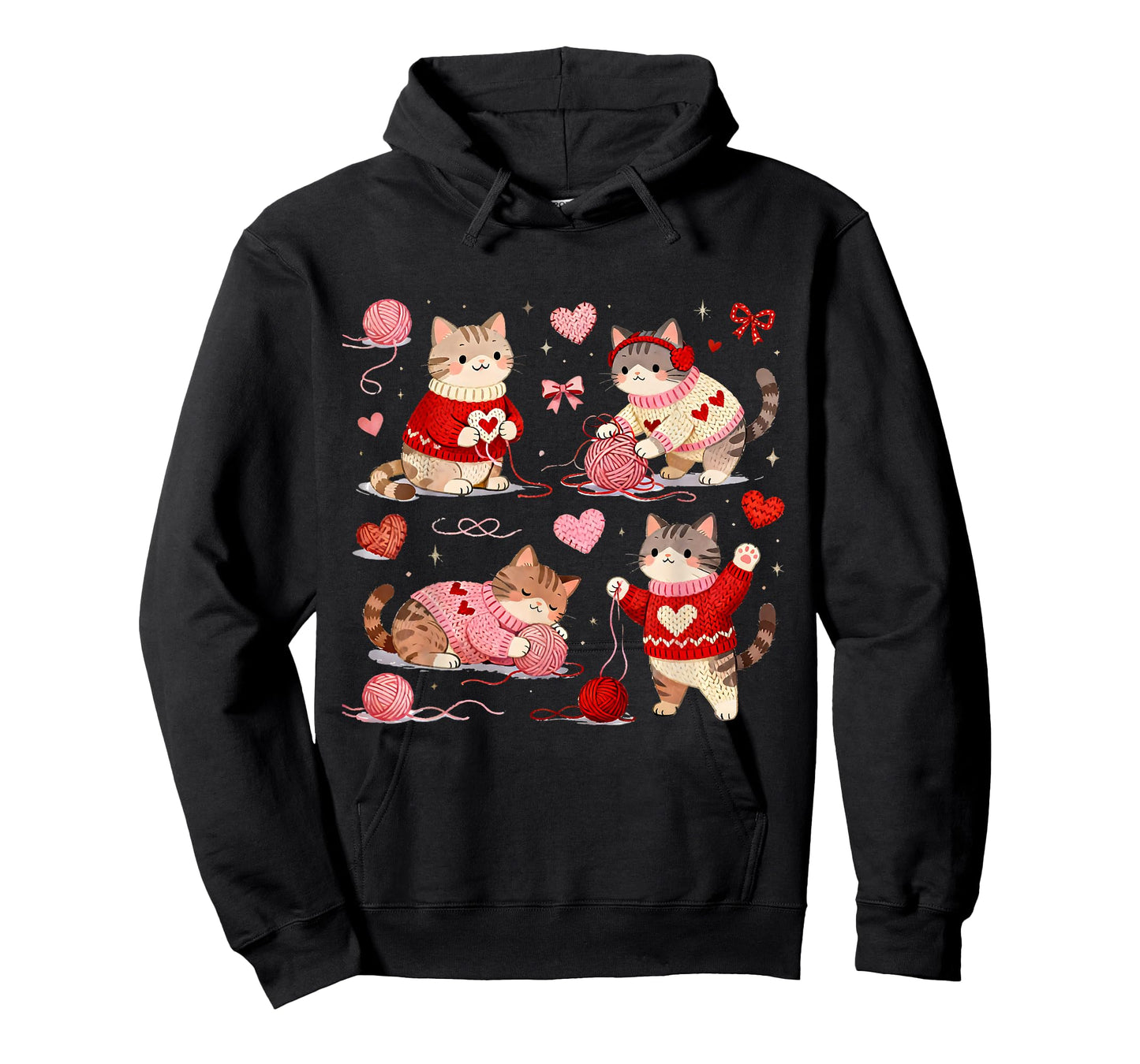Happy Valentine Cute Crochet Cat Love Design T-Shirt