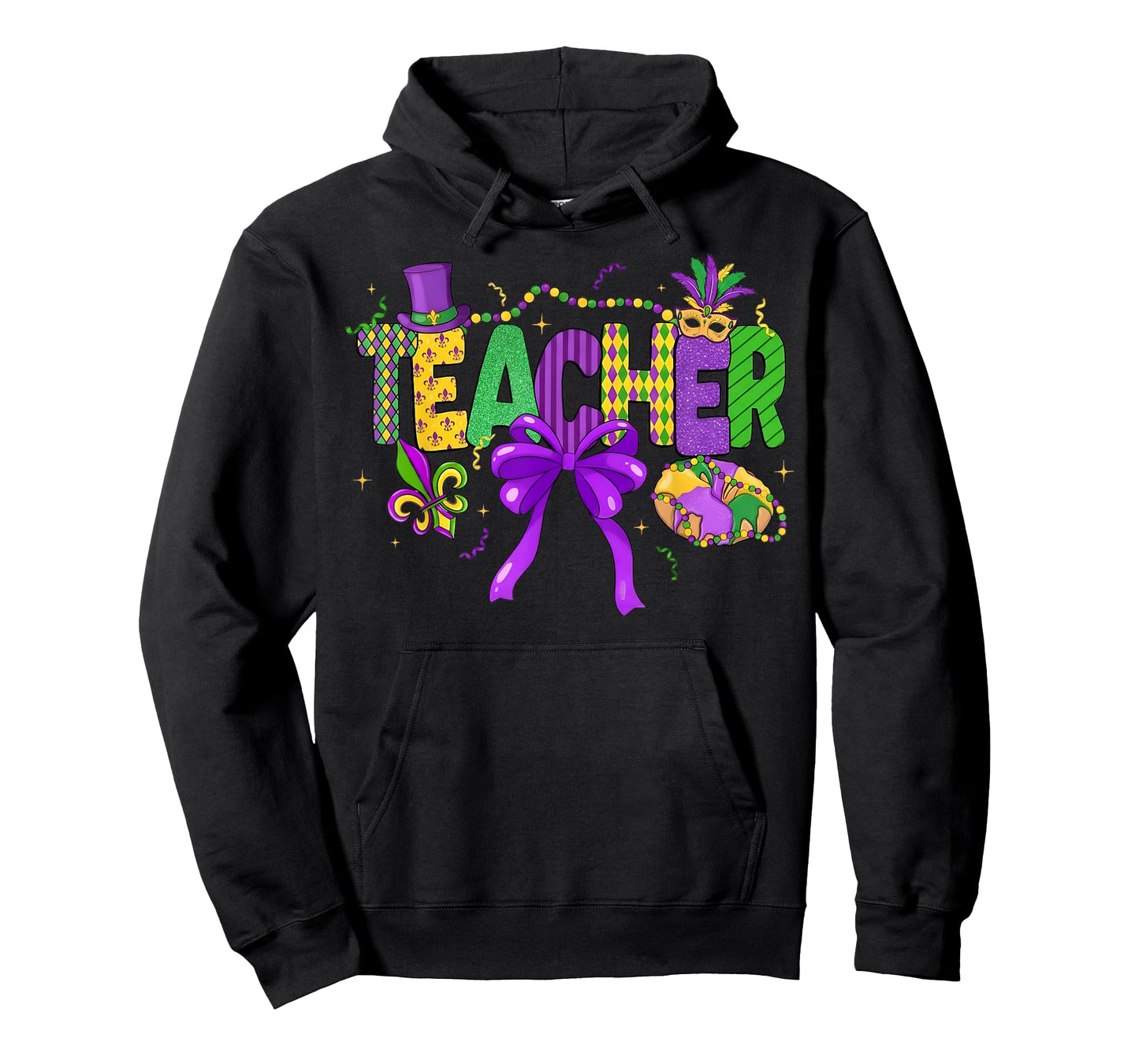Mardi Gras Coquette Bow Masked King Cake Teacher Girl Women T-Shirt