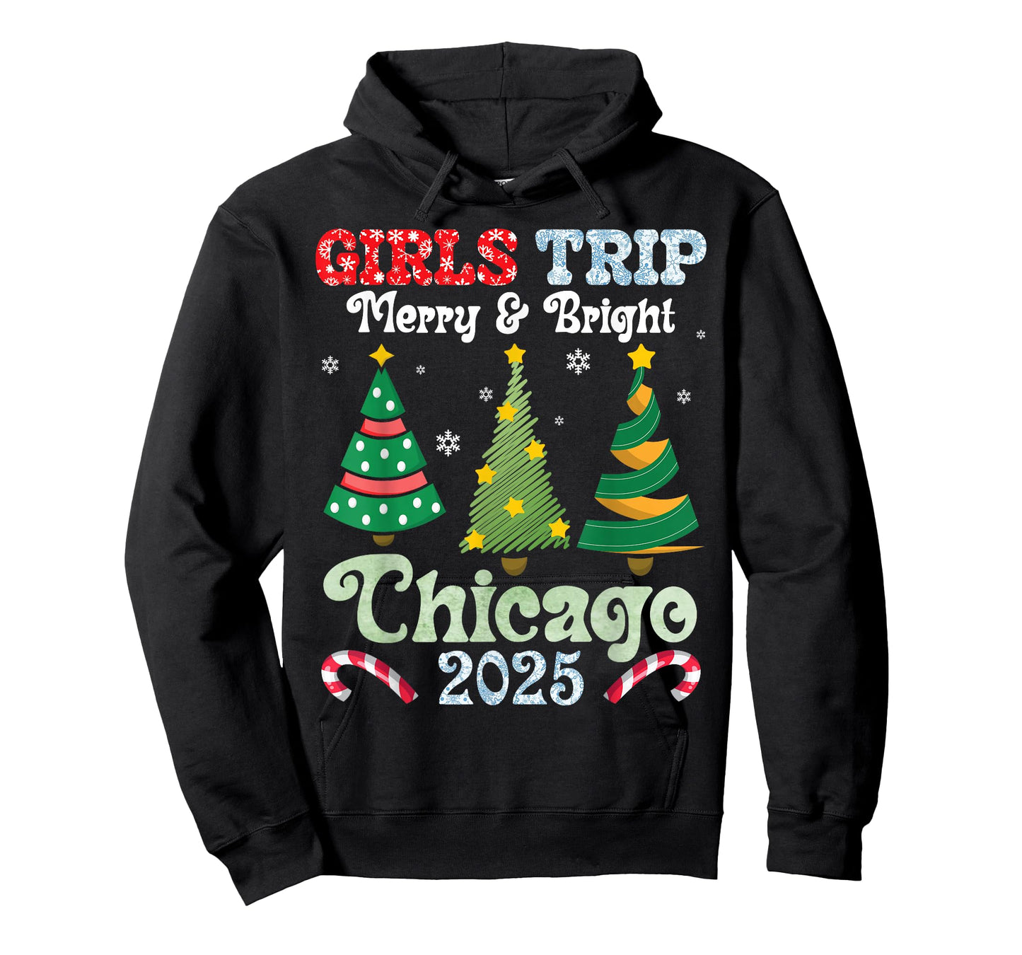 Girls Trip Merry Bright Christmas in Chicago Vacation 2025 T-Shirt