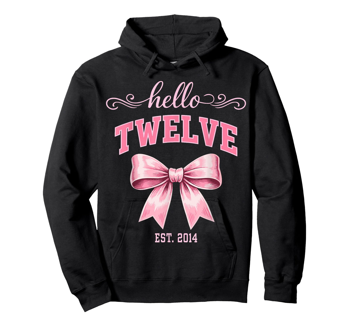 Hello Twelve Est 2014 Cute Coquette Bow 12th Birthday Girls T-Shirt