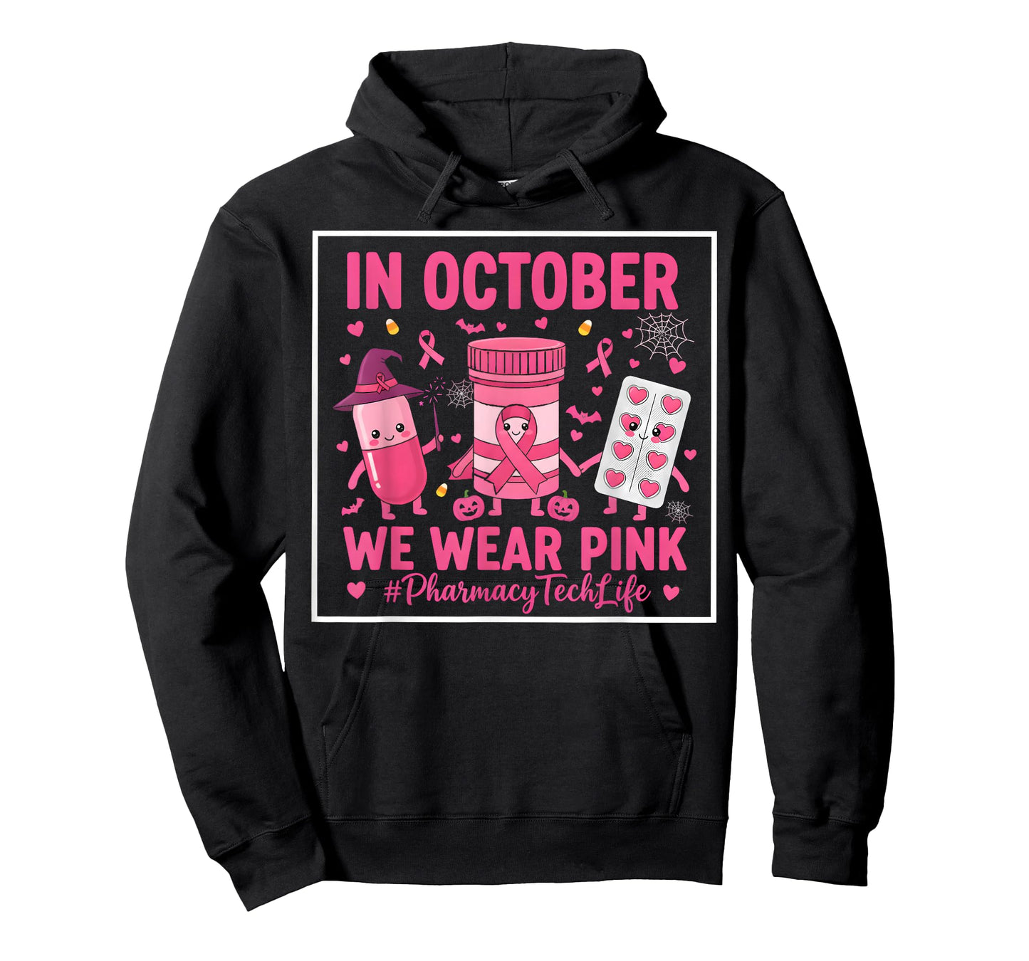 Pink Pharmacy Tech Life in October We Wear Breast Cancer T-Shirt