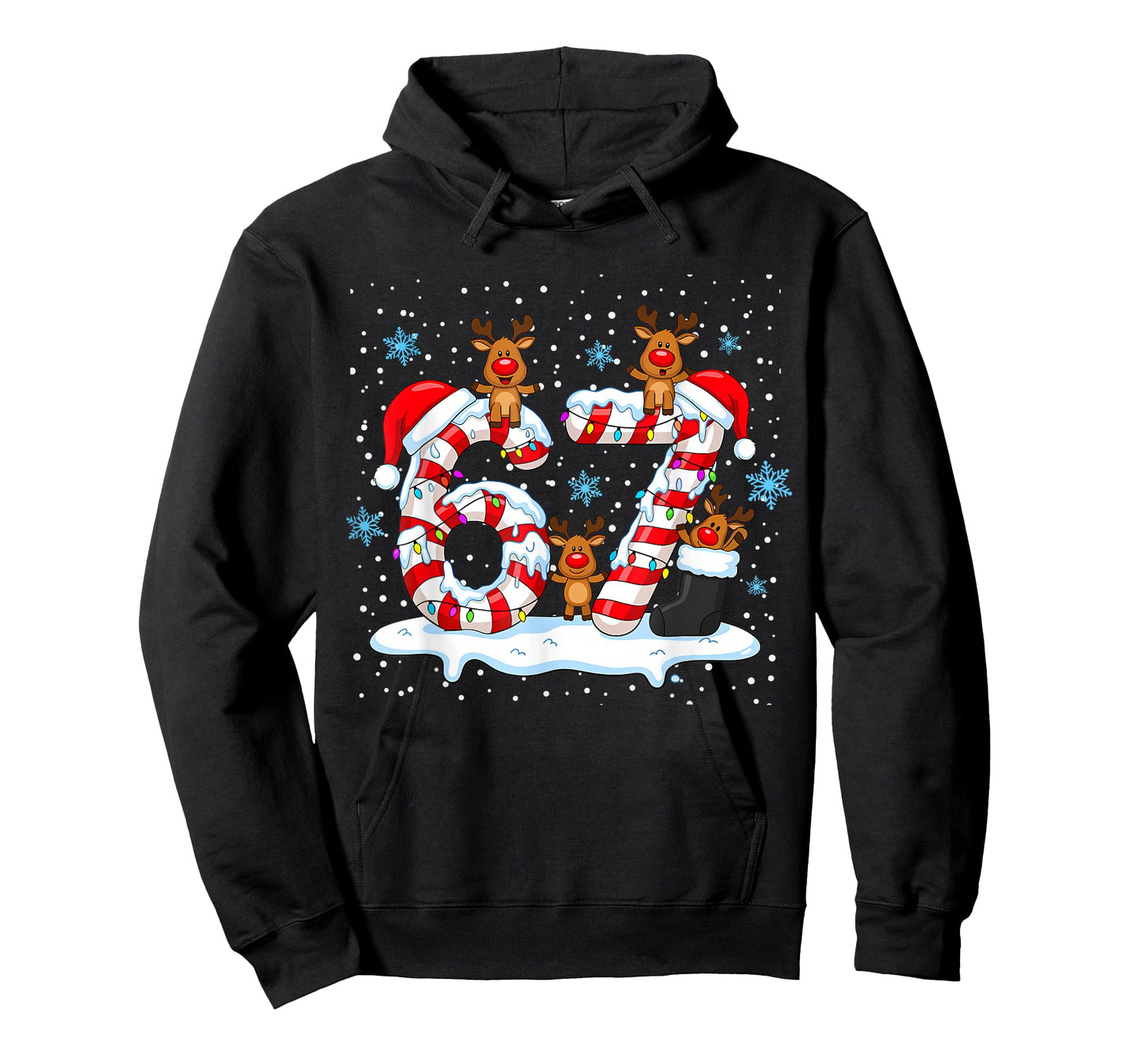 Funny Six Seven 67 Meme 6 7 Christmas Santa Hand Boys Teens T-Shirt