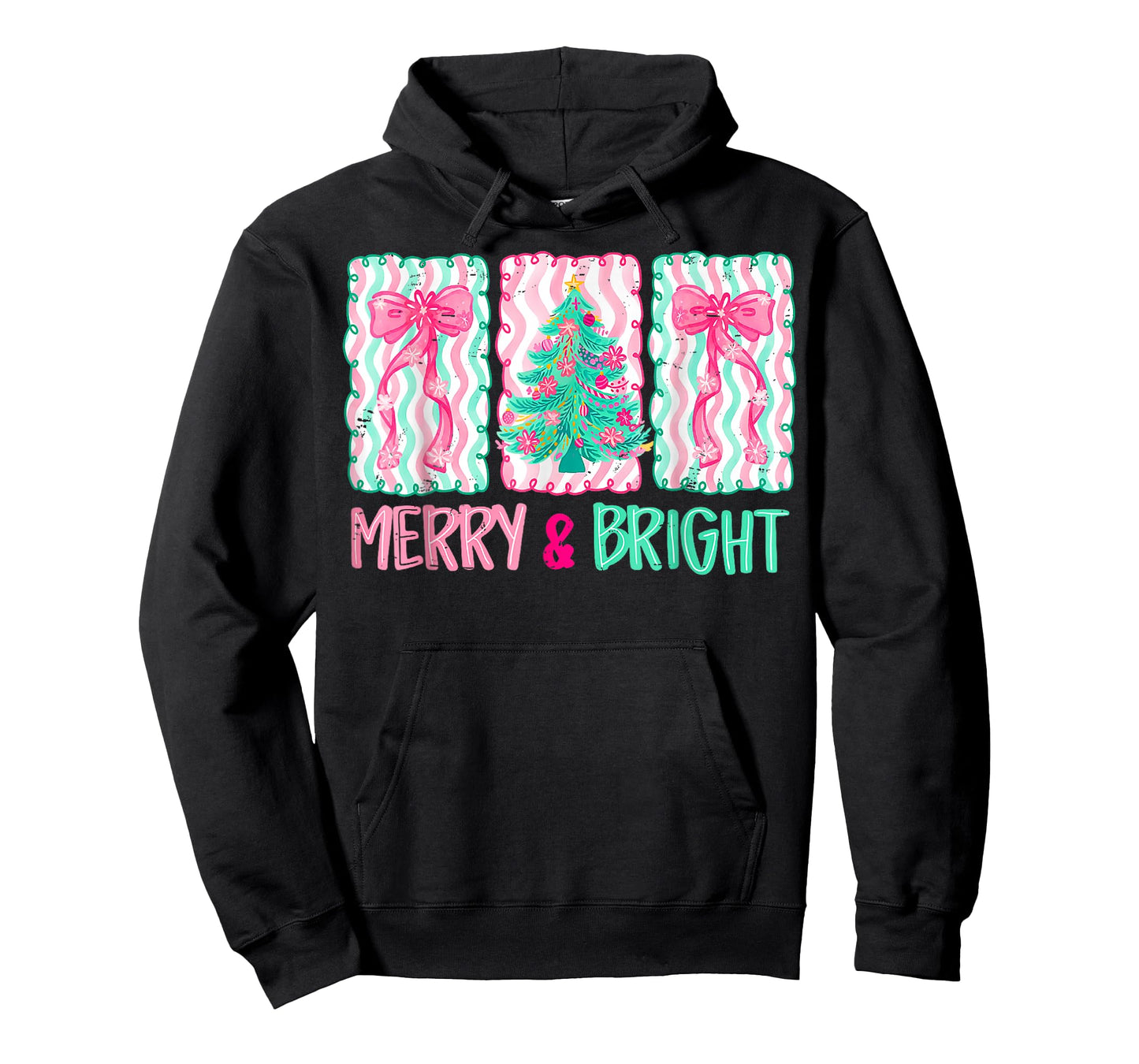 Coquette Bow Christmas Tree Merry and Bright Xmas Holiday T-Shirt