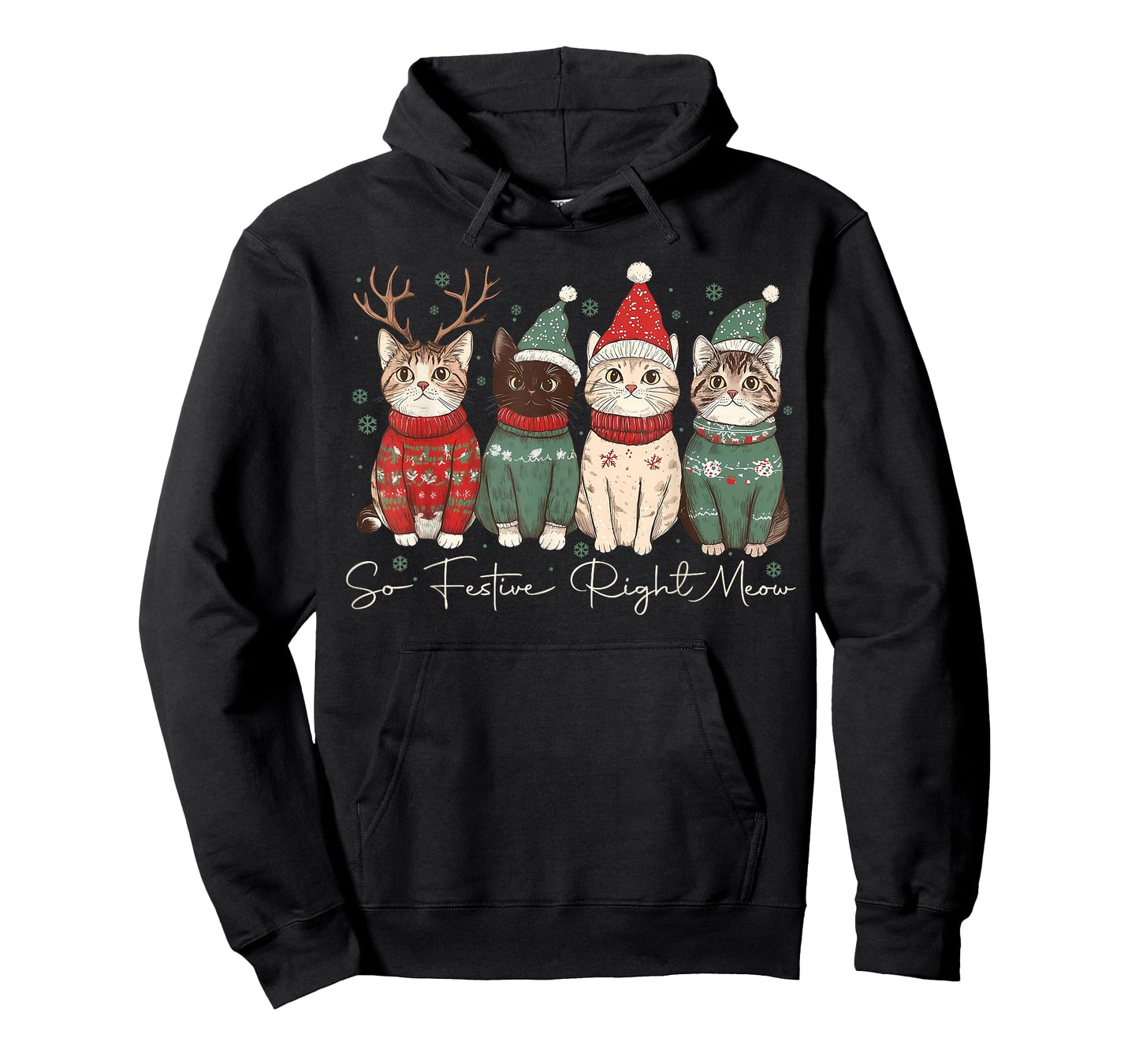 So Festive Right Meow Funny Cozy Cat Christmas Santa Holiday T-Shirt