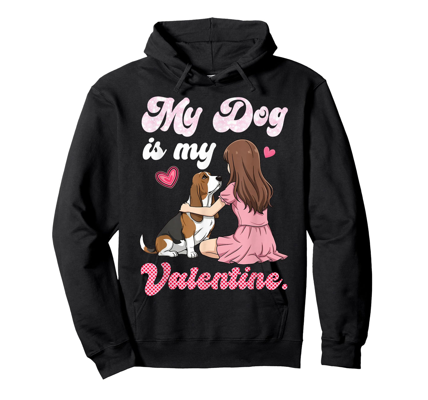 Cute Girl with My Dog is My Valentine Basset Hound Mom Mama T-Shirt