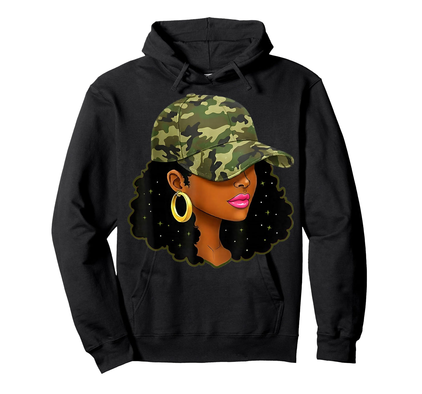 Queen Black Woman with Camo Cap Locs African American T-Shirt