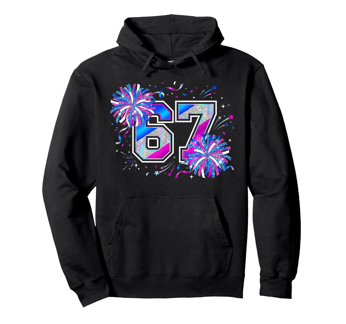 Number 67 Meme Cheer Pep Rallies Pompom Funny Six Seven T-Shirt