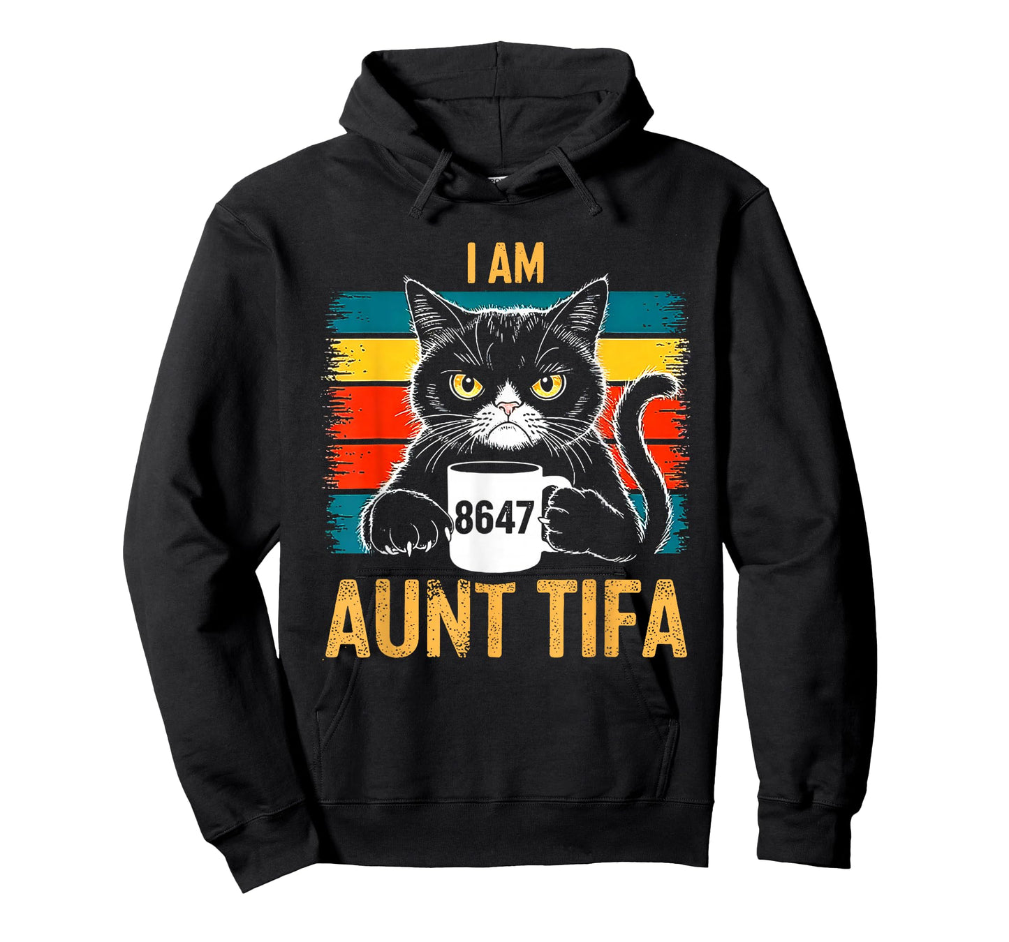 Retro I Am Aunt Tifa Cat 86 47 Vintage Coffee Cat 8647 T-Shirt