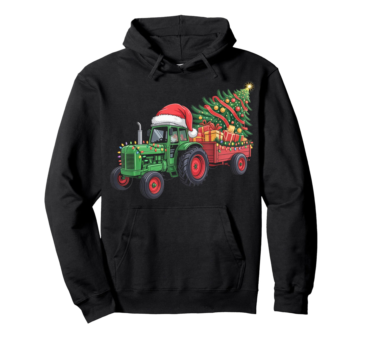 Tractor Christmas Tree Lights Farm Holiday T-Shirt