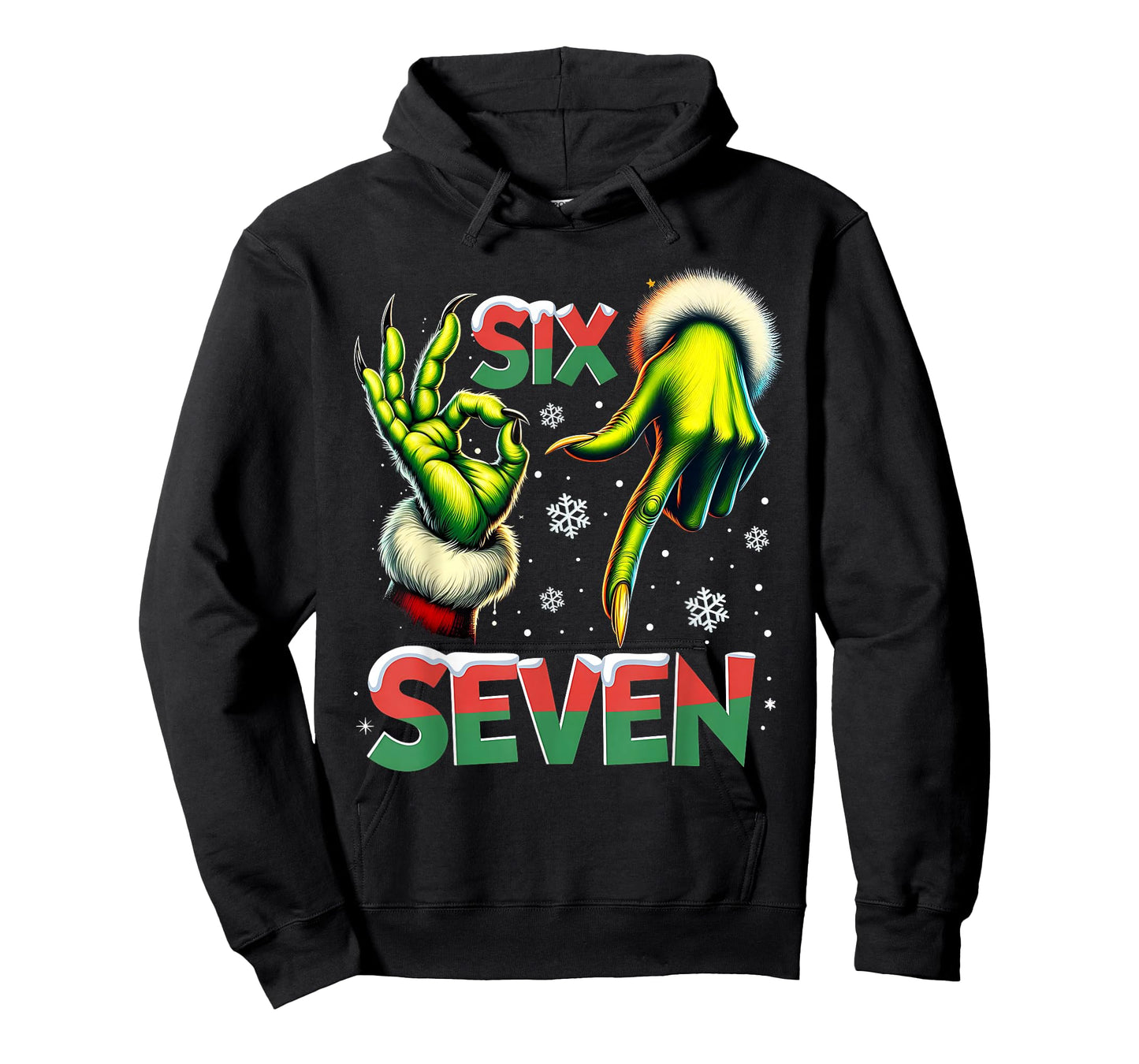 Six Seven Funny Green Hand Christmas Parody T-Shirt