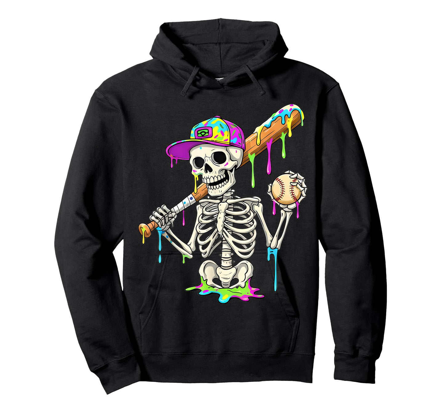 Skeleton Baseball Drip Boys Ice Cream Drip Youth Baseball T-Shirt