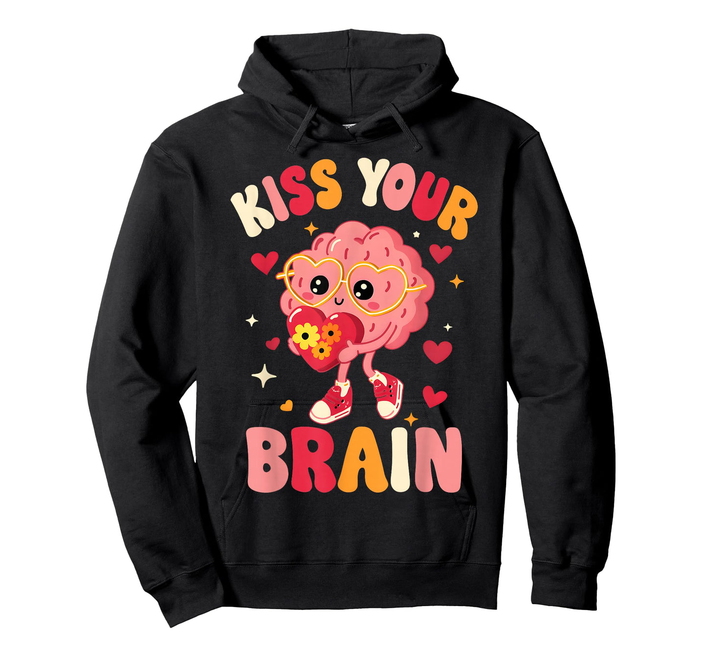 Valentine Kiss Your Brain Retro Teacher Squad Heart Kid T-Shirt