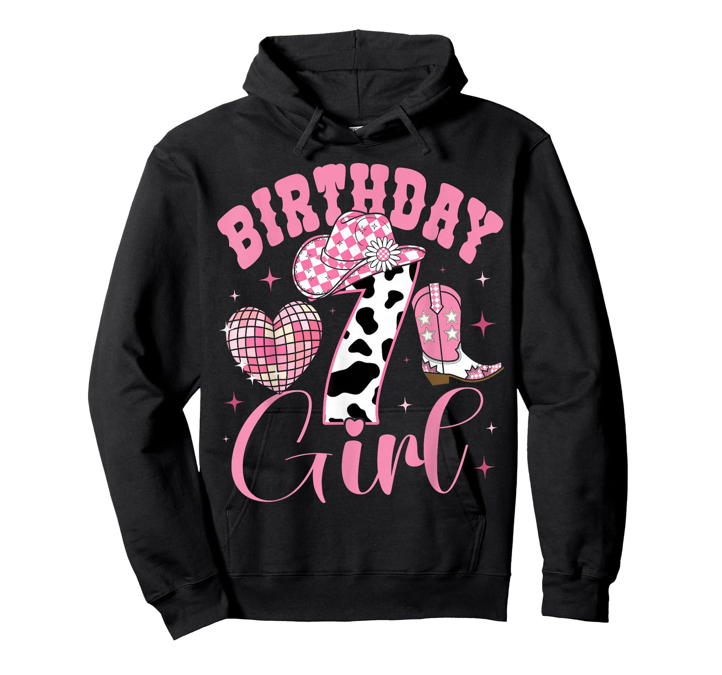 Happy 7th Birthday Girl Outfit Rodeo Western Cowgirl Cowboy T-Shirt