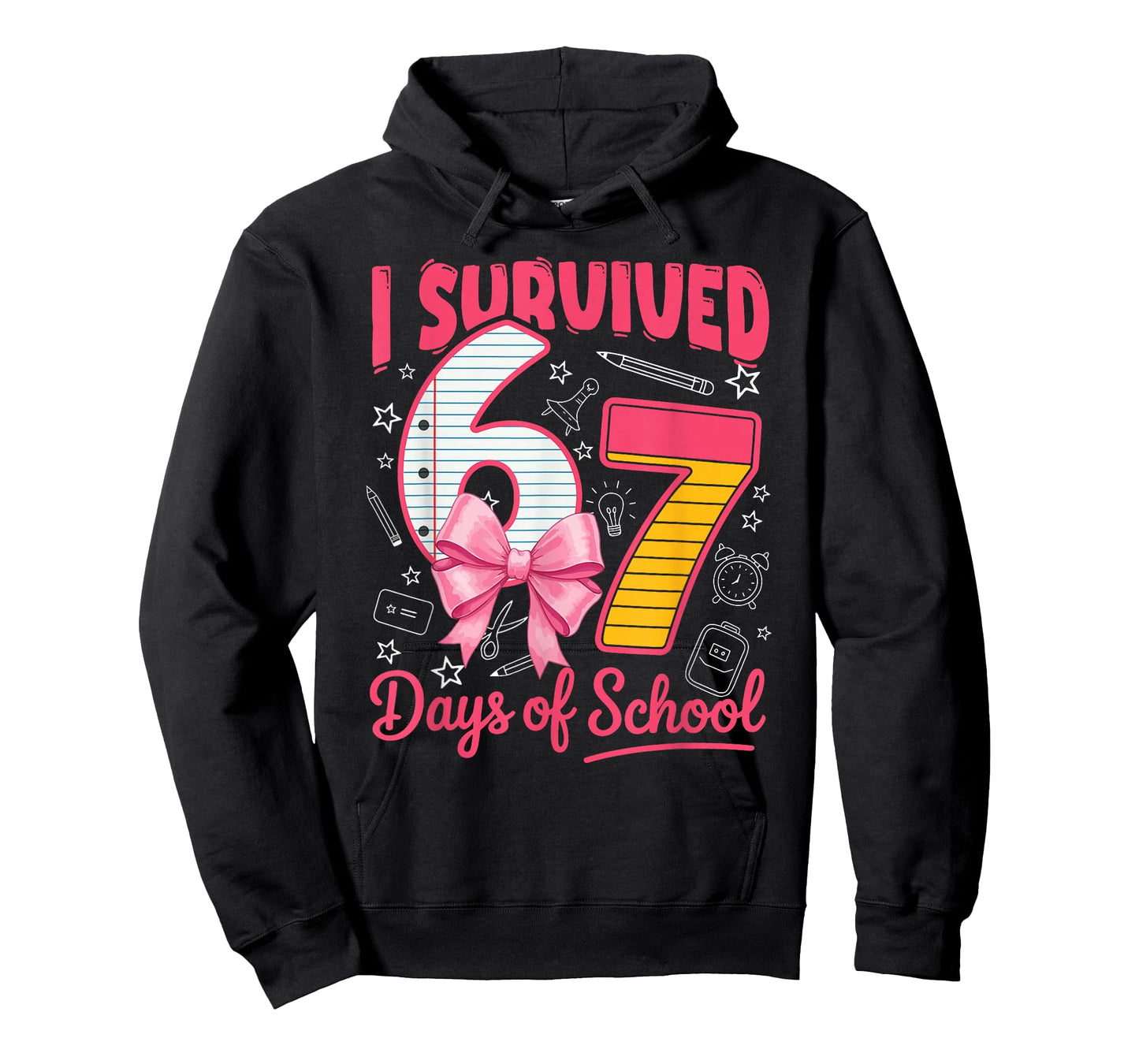I Survived 67 Days of School Pink Bow Girls Kids T-Shirt