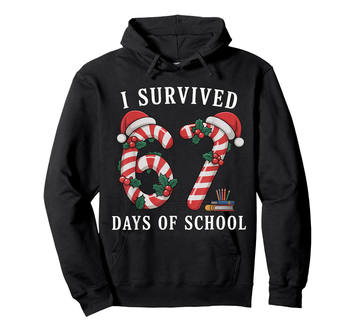 I Survived 67 Days of School Christmas Candy Cane Six Seven T-Shirt