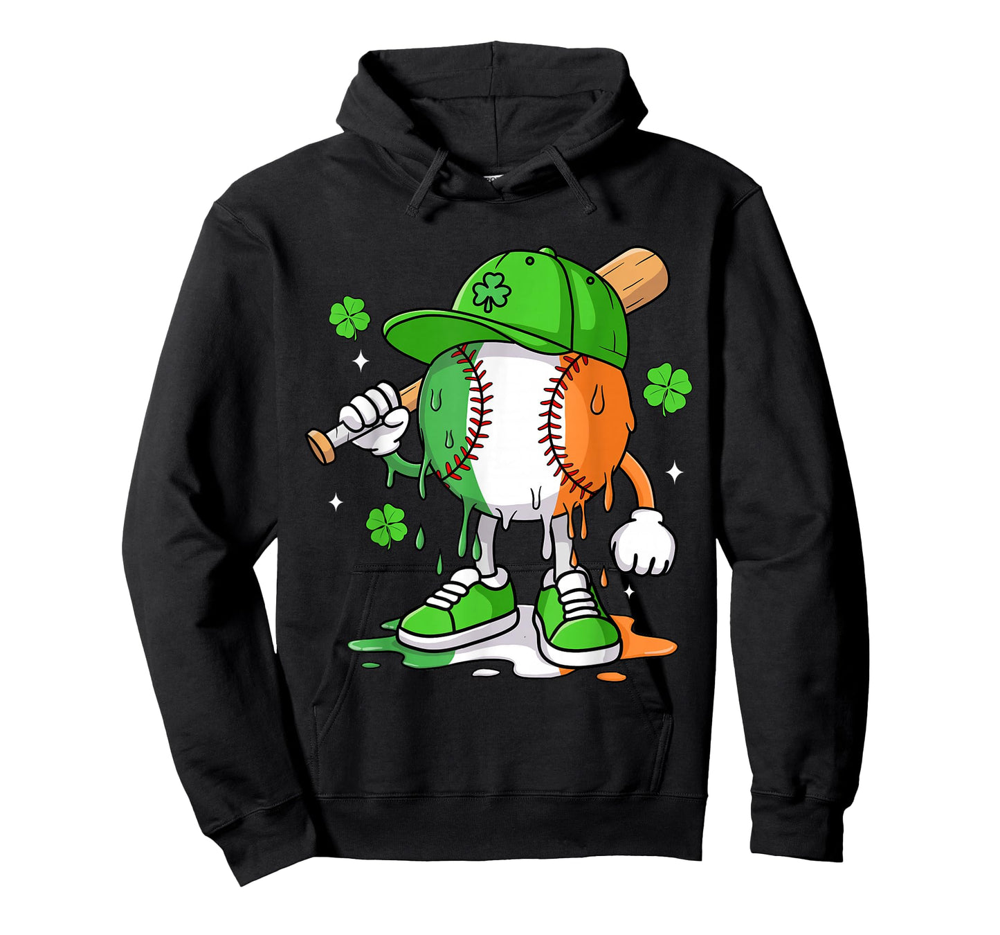 Boys St Patricks Day Irish Flag Kids Baseball Ice Cream Drip T-Shirt
