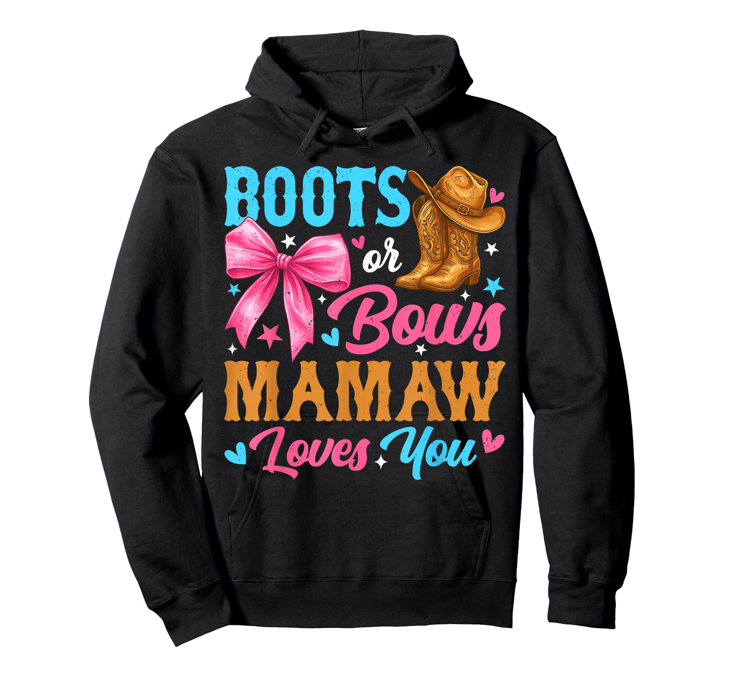 Boots or Bows Mamaw Loves You Gender Reveal Family T-Shirt