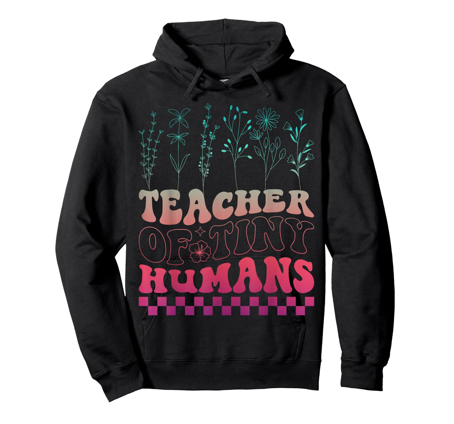 Teaching Groovy Teacher of Tiny Humans Floral Teacher Womens T-Shirt