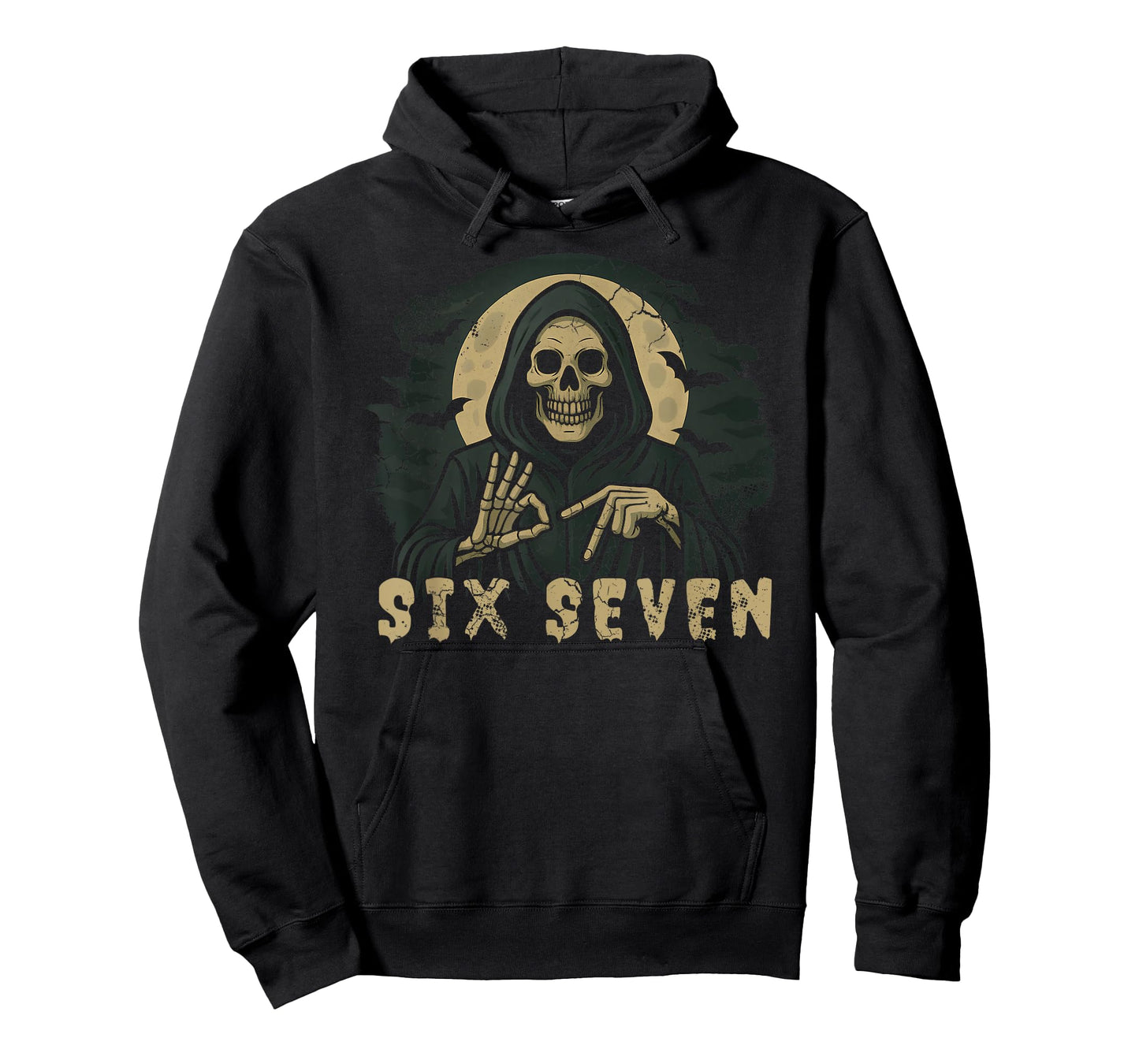 Six Seven 67 Grim Reaper Halloween Skeleton Hand Sign T-Shirt