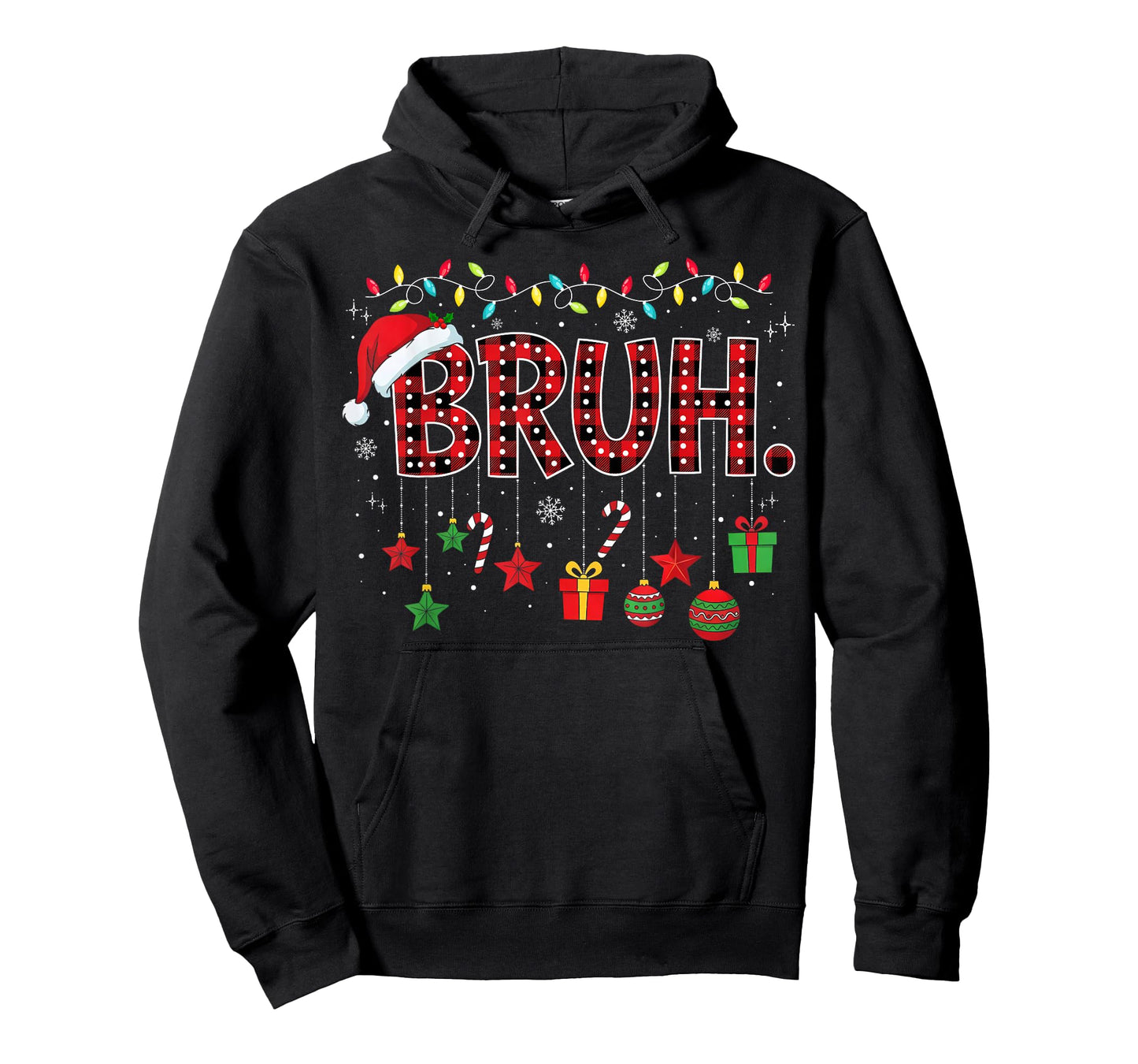 Bruh Funny Christmas Red Plaid Teens Boys Kids Xmas Pajamas T-Shirt