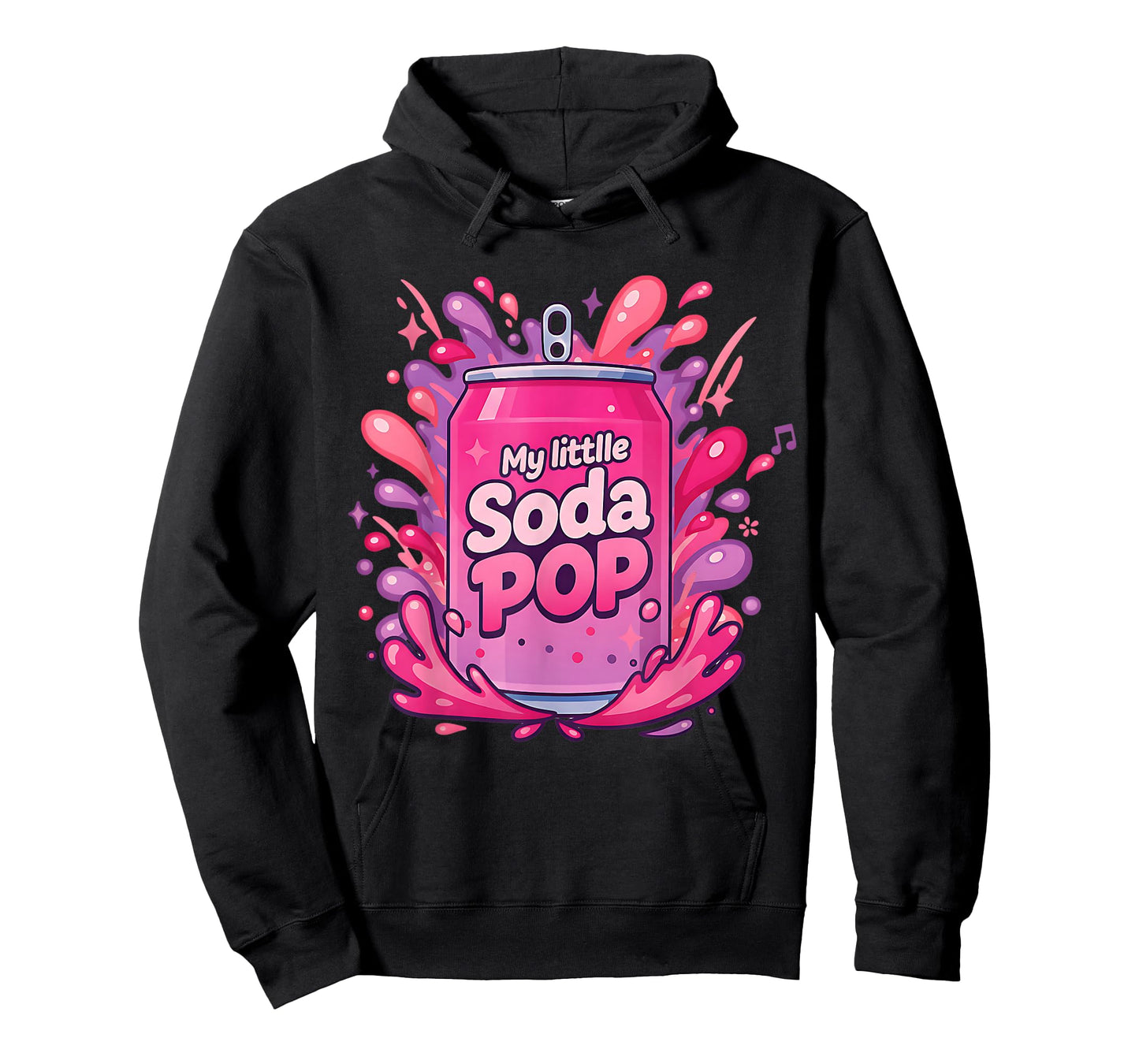 Soda Pop Cartoon Splash Cute Retro Beverage Pink and Purple T-Shirt