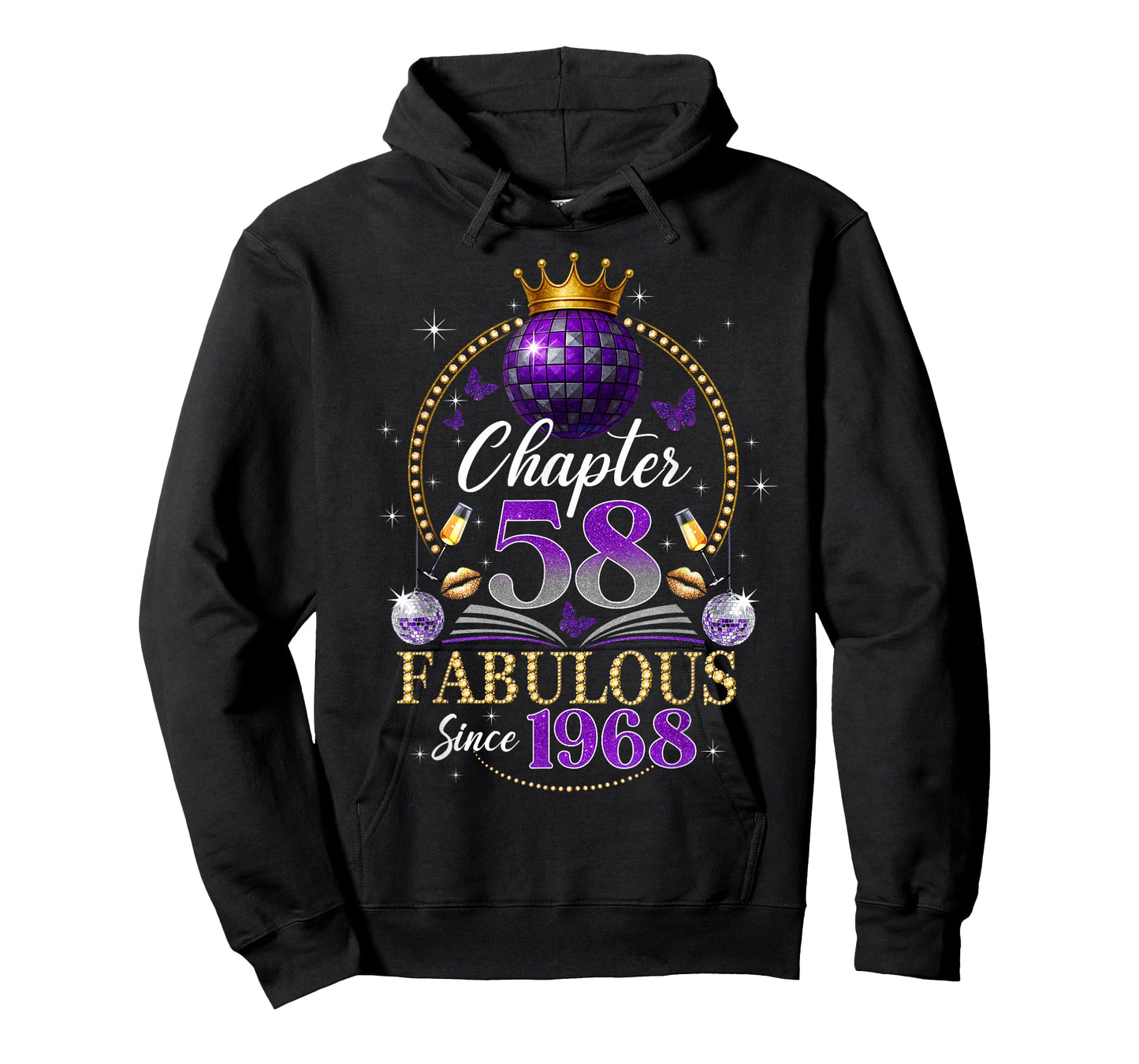 Chapter 58 Since 1968 Purple Disco Ball 58th Birthday Women T-Shirt
