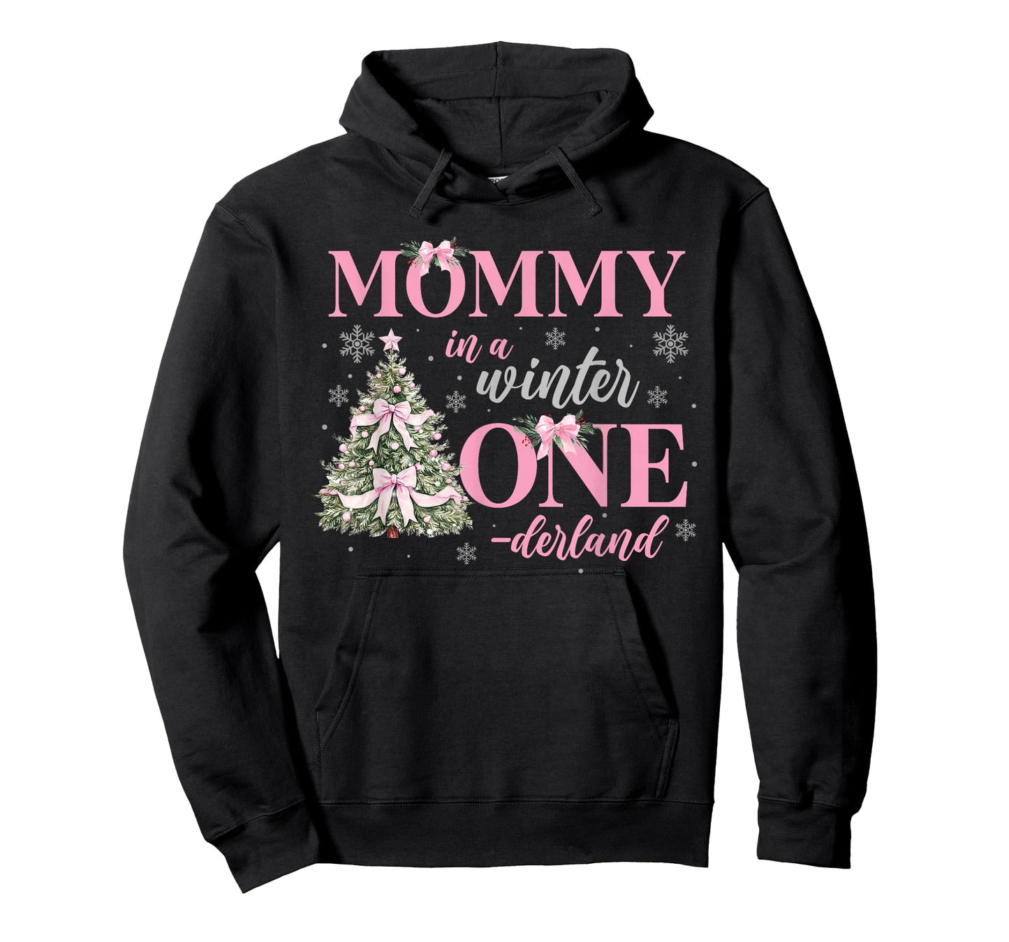 Mommy in a Winter Onederland Birthday Girl Christmas Tree T-Shirt