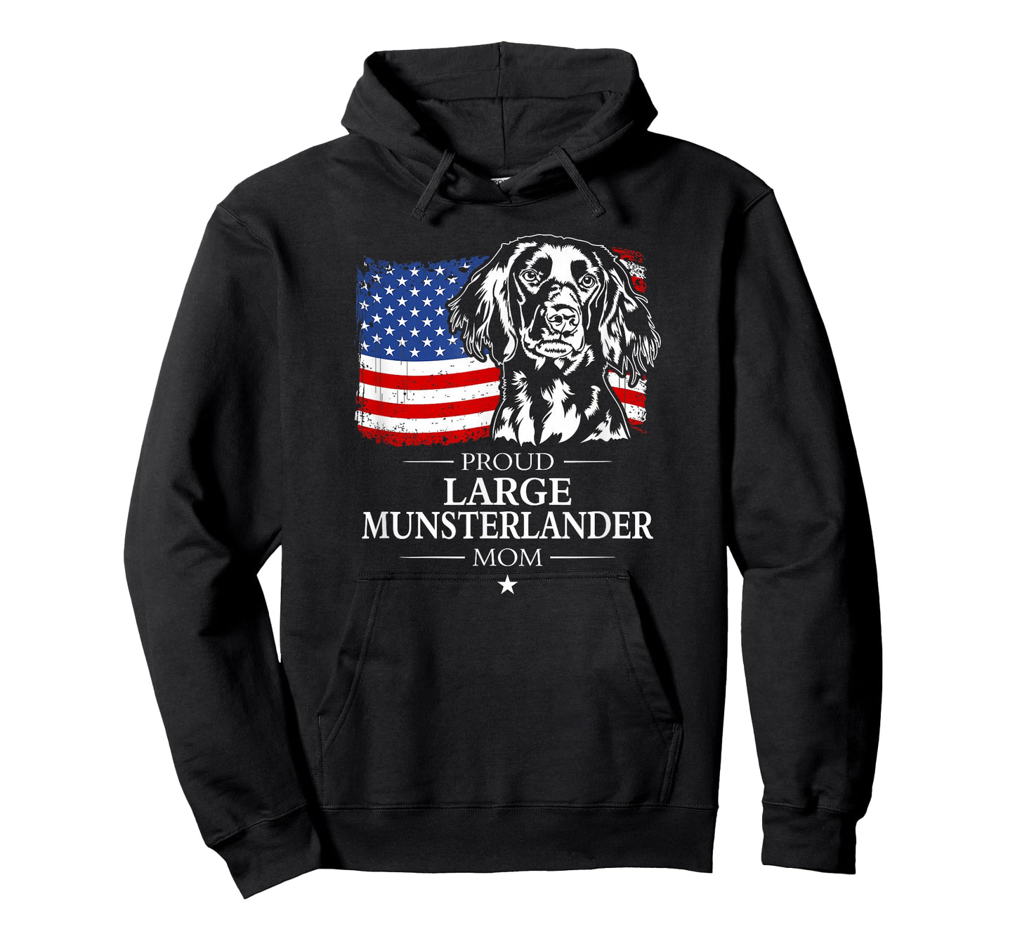 Proud Large Munsterlander Mom American US Flag Patriotic Dog T-Shirt