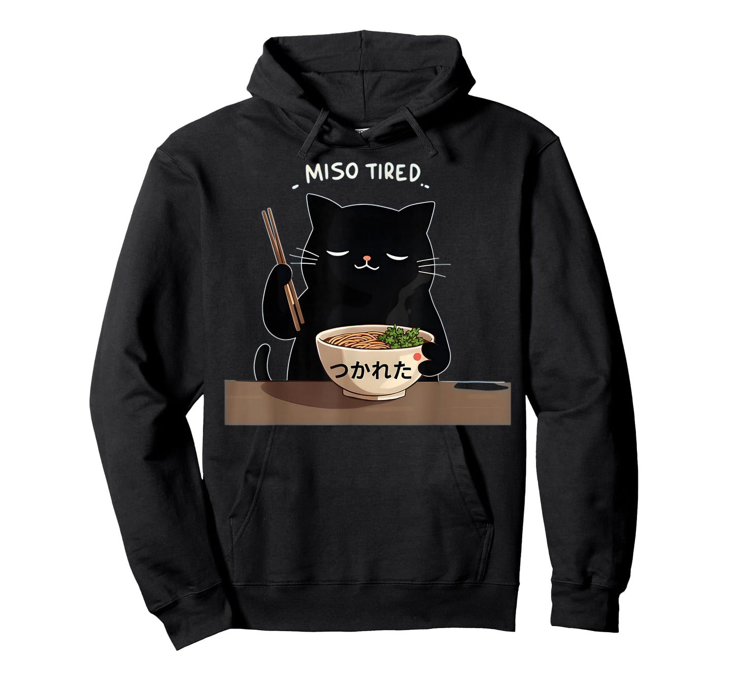 Miso Tired Funny Cat Japanese Pun Ramen Humor Design T-Shirt