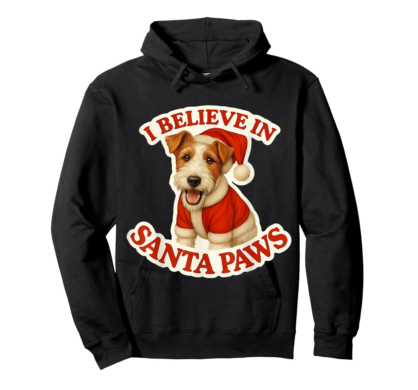 I Believe in Santa Paws Wire Fox Terrier Dog Merry Christmas T-Shirt