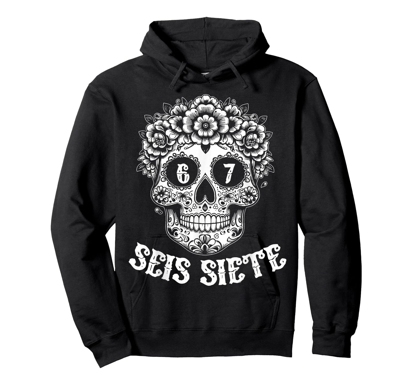 SEIS Siete Mexican Los Muertos Calaveras Skull 67 Boys Girls T-Shirt