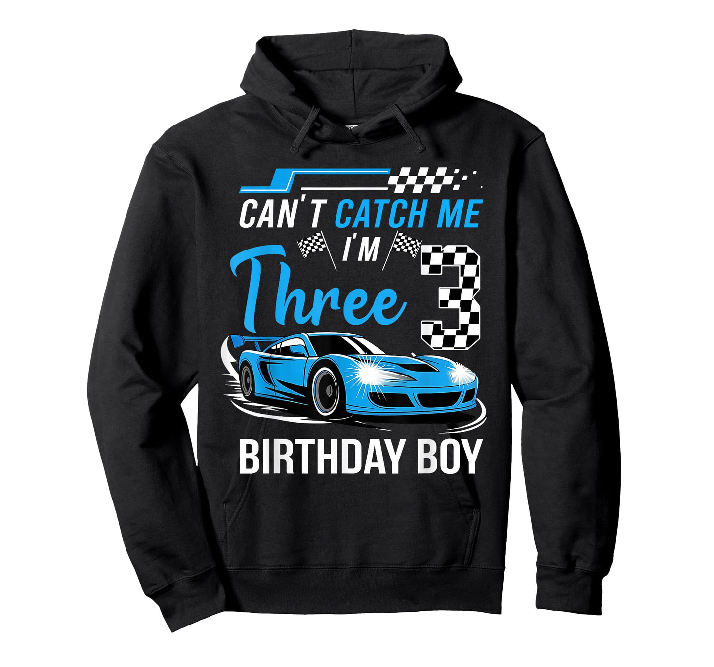 Can’t Catch Me I'm 3 Year Old Birthday Boy Race Car Party T-Shirt