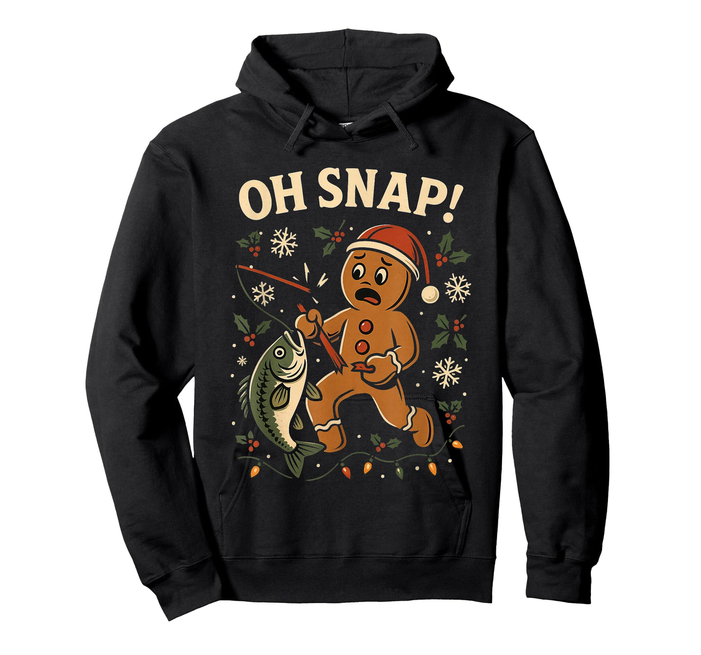 Oh Snap Gingerbreadman Christmas Fishing T-Shirt