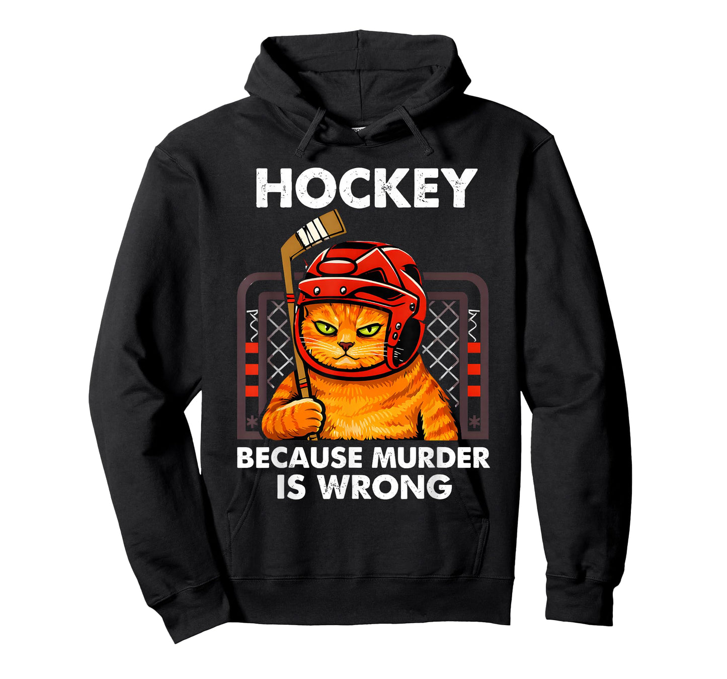 Hockey Because Murder is Wrong Funny Cat Goalie Art T-Shirt
