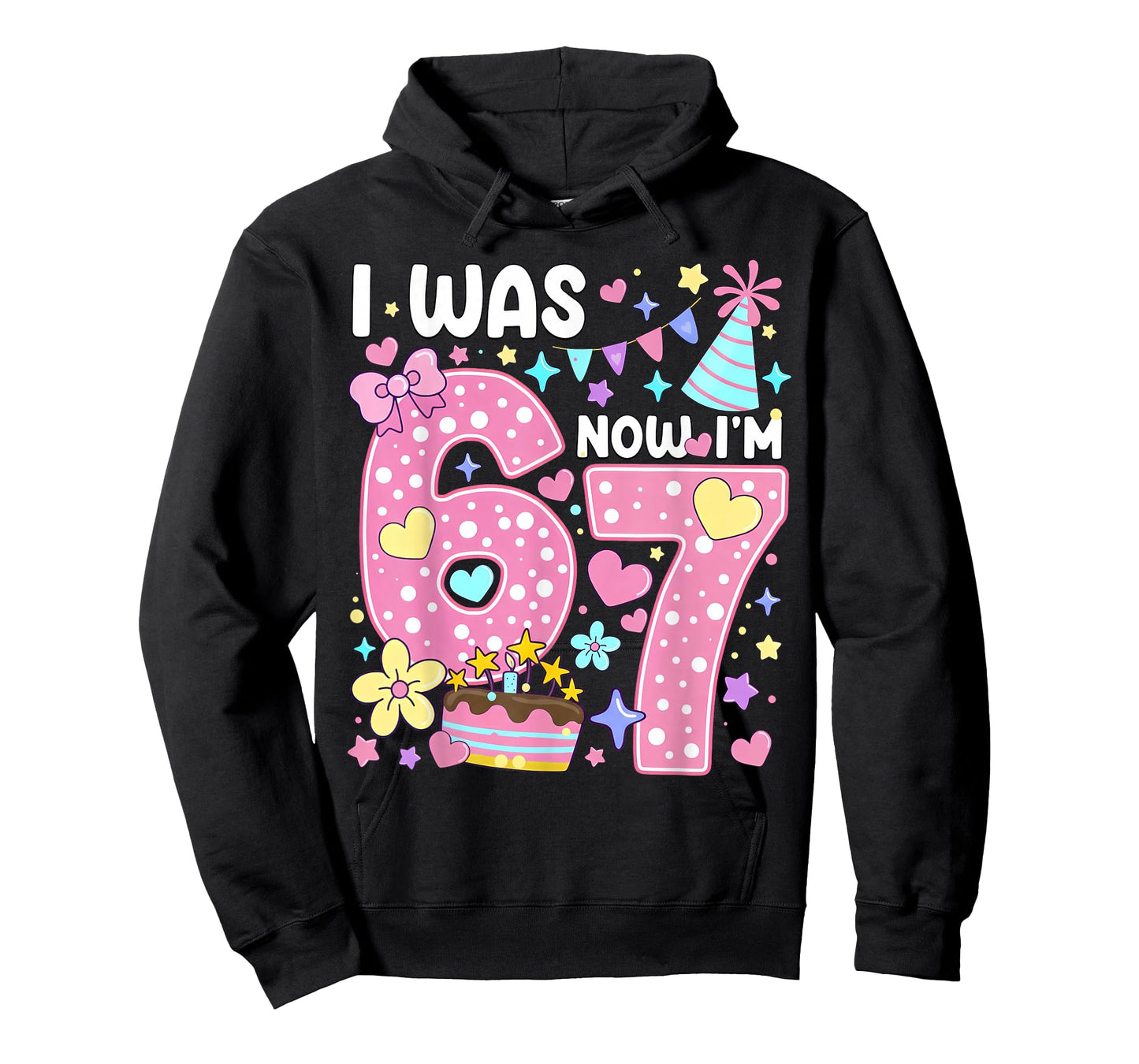 7th Birthday Girl Funny Six Seven I was 6 Now I'm 7 Year Old T-Shirt