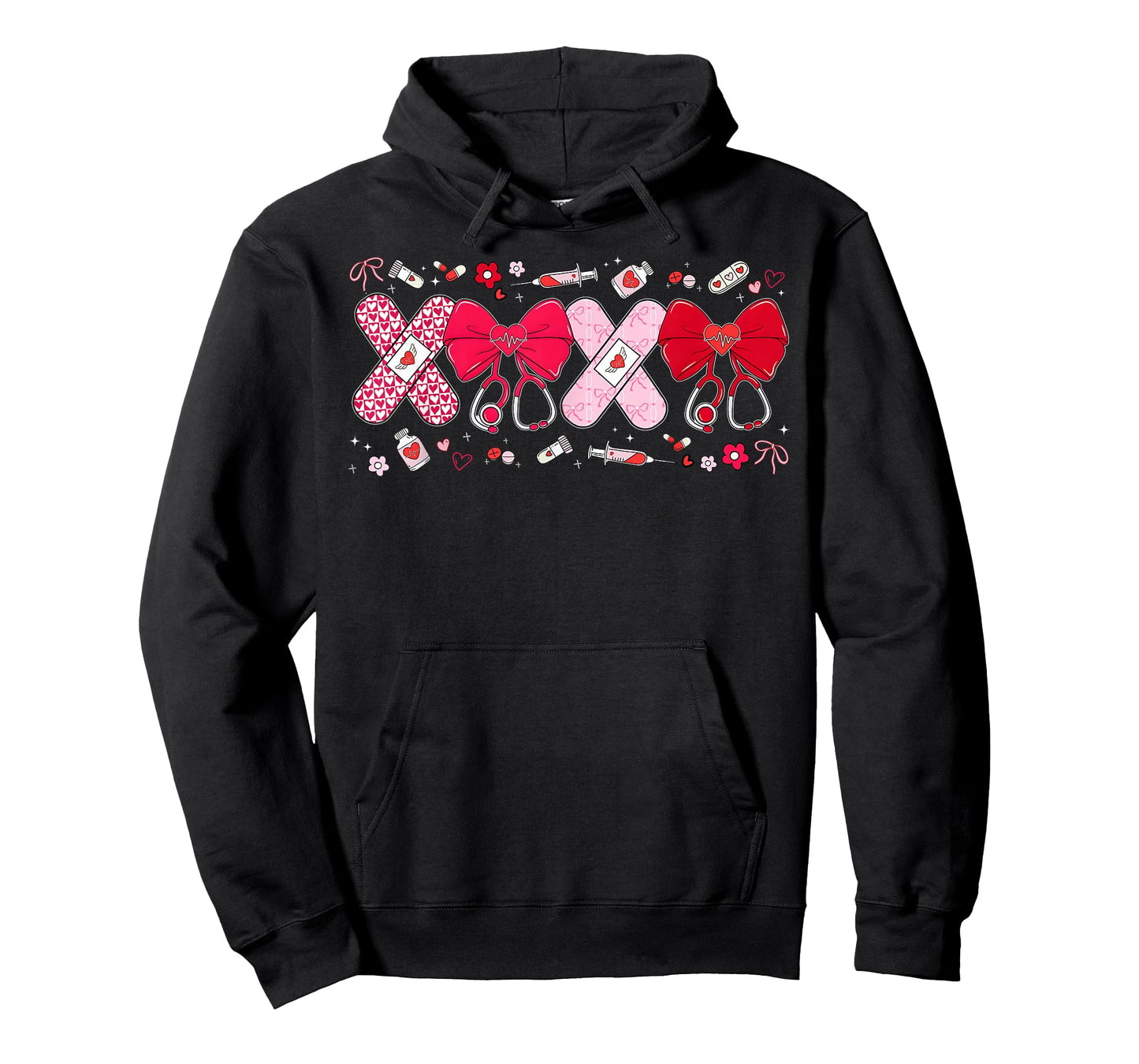 Nurse Valentine Day XOXO Stethoscope Coquette Bow Women T-Shirt
